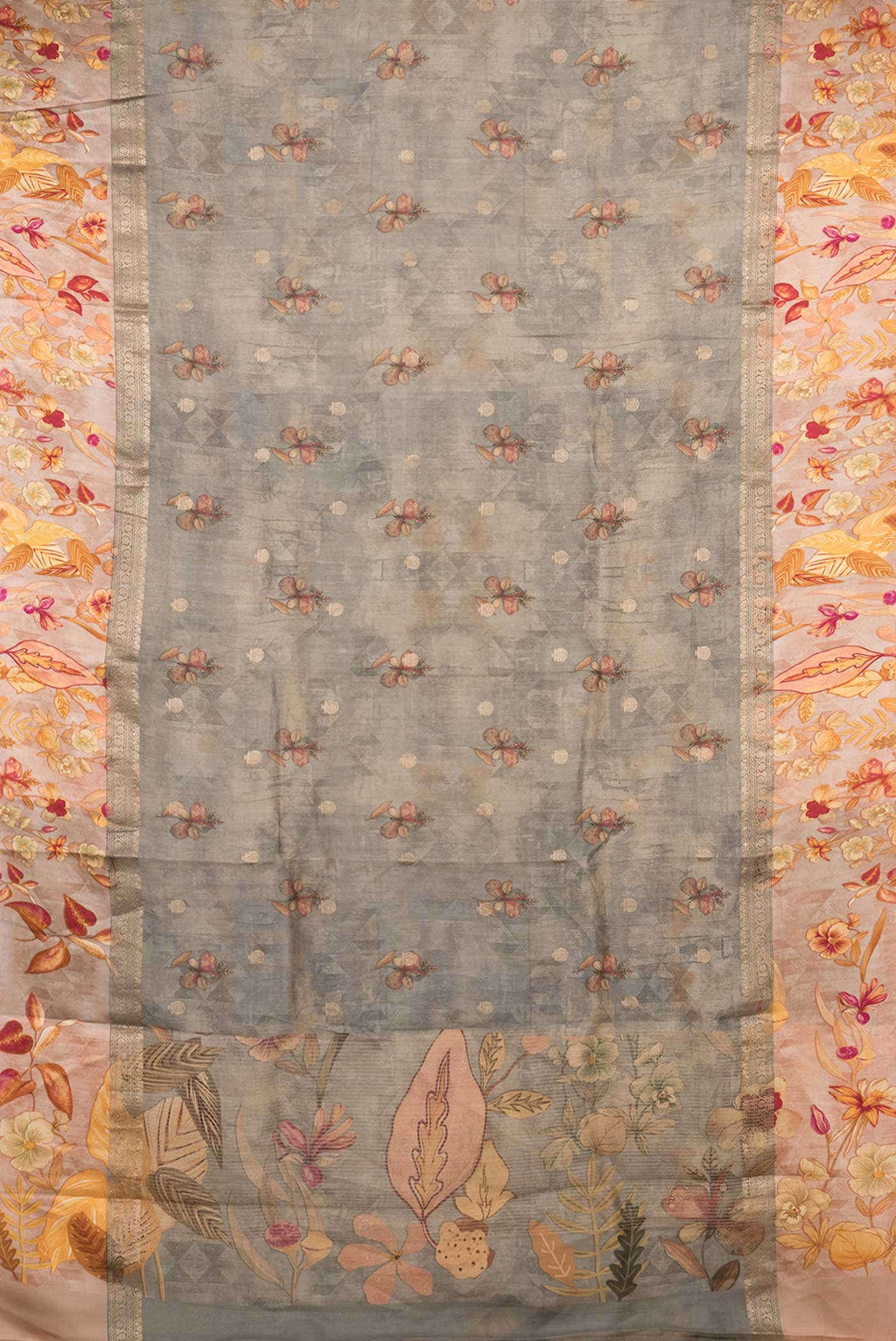 Grey Dual Tone Tussar Silk Saree