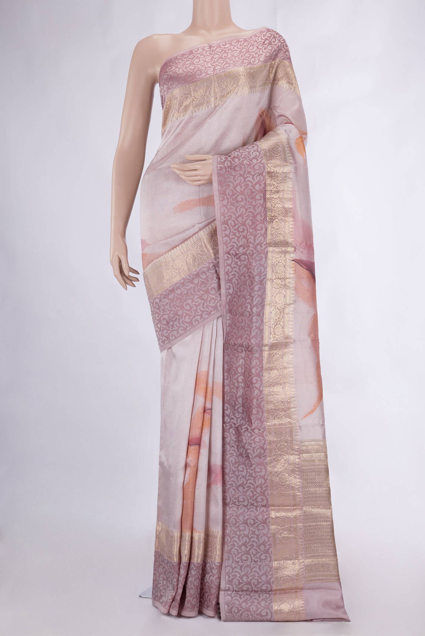 Rose Gold Tussar Silk Saree