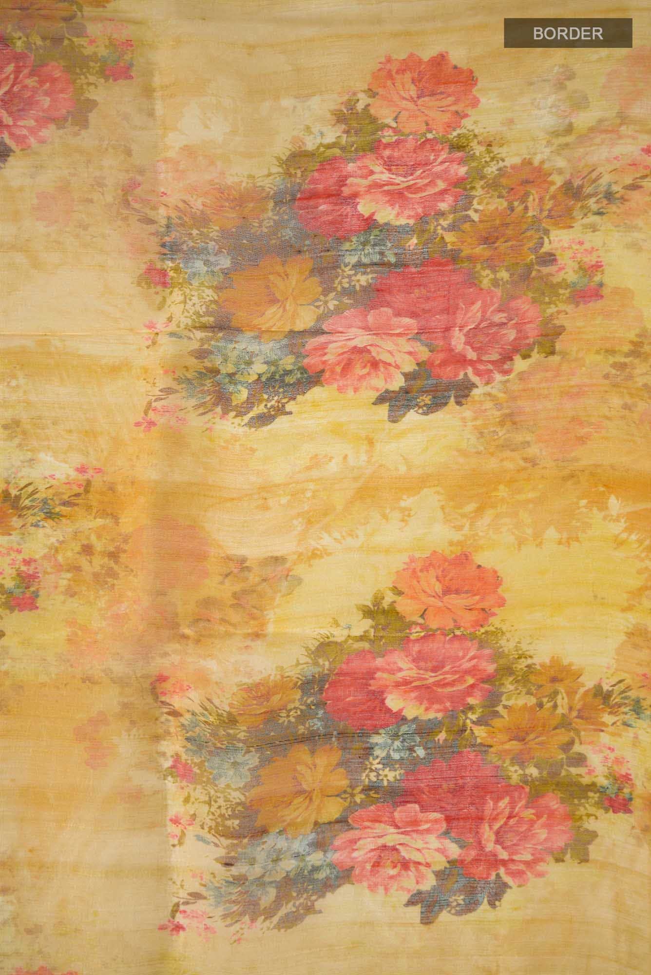 Yellow Bhagalpuri Tussar Silk Saree