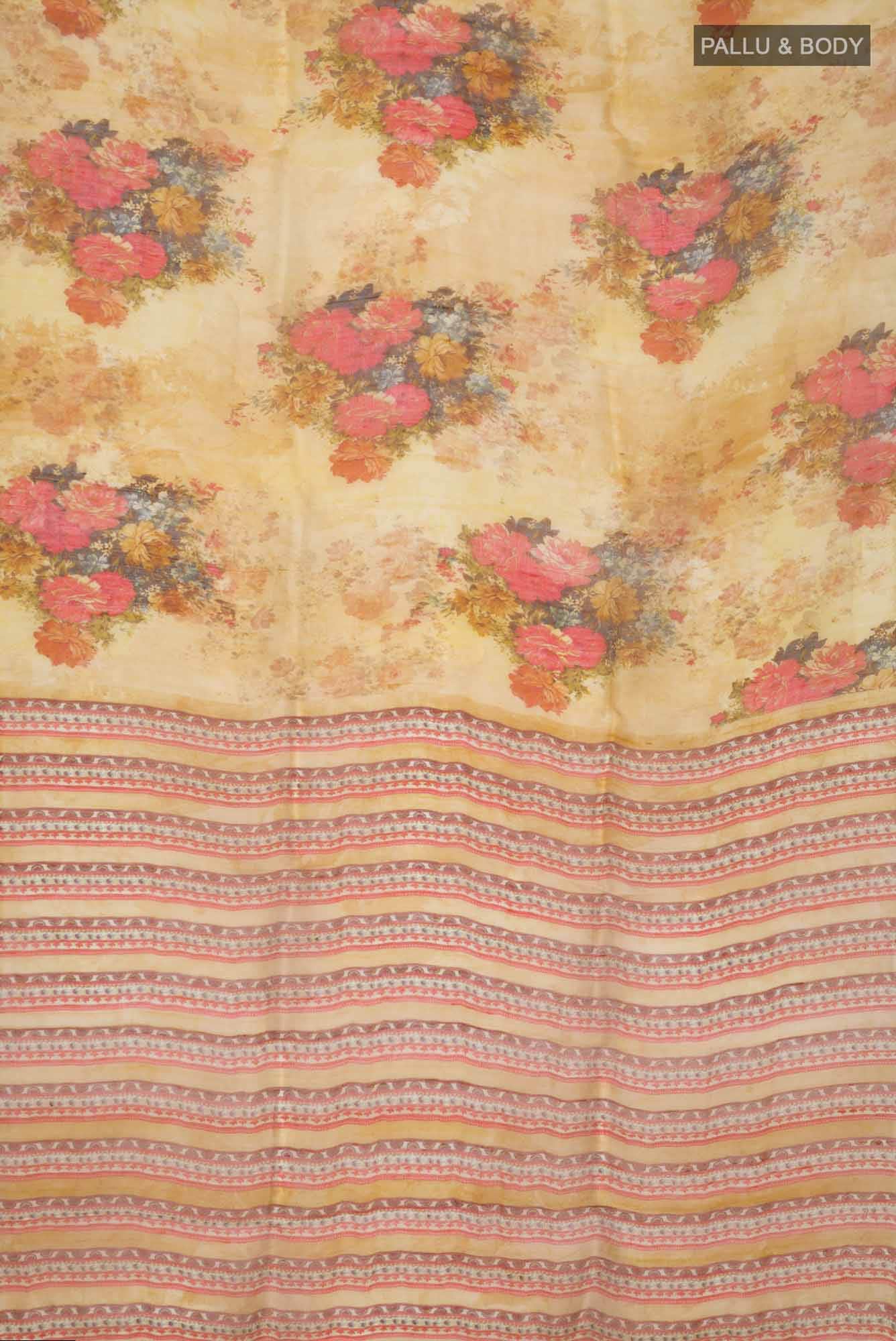 Yellow Bhagalpuri Tussar Silk Saree