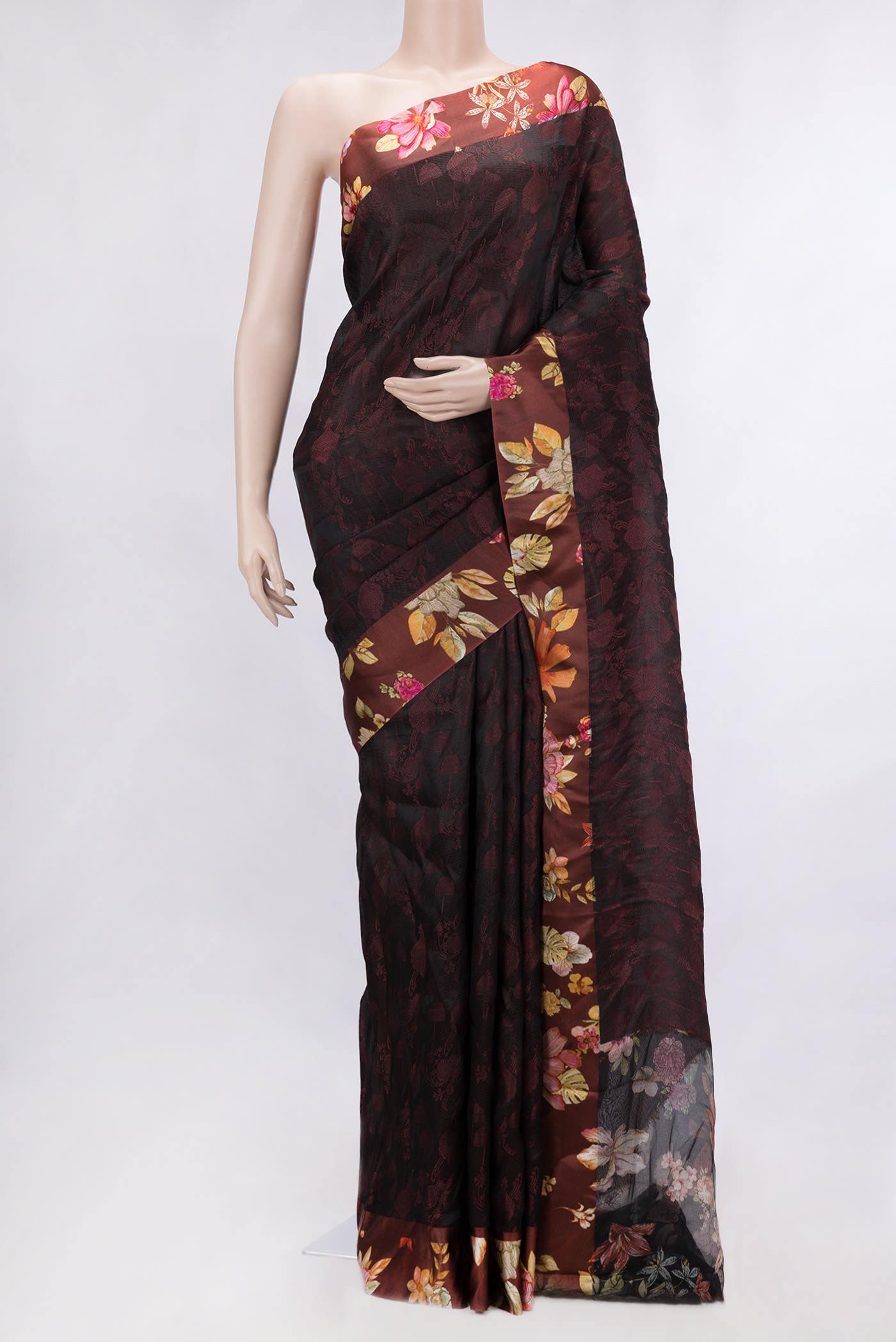 Coffee Brown Dual Tone Tussar Silk Saree