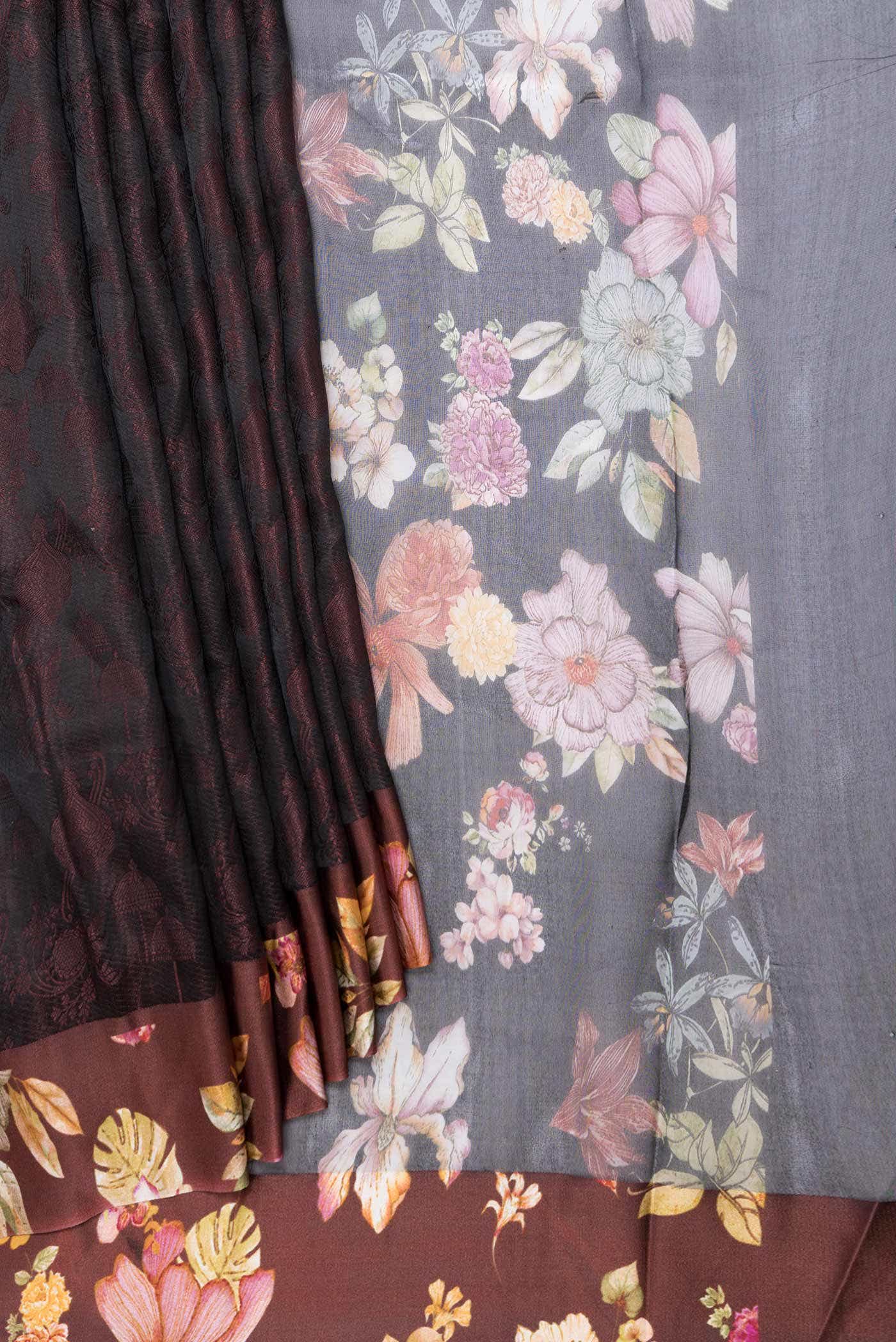 Coffee Brown Dual Tone Tussar Silk Saree