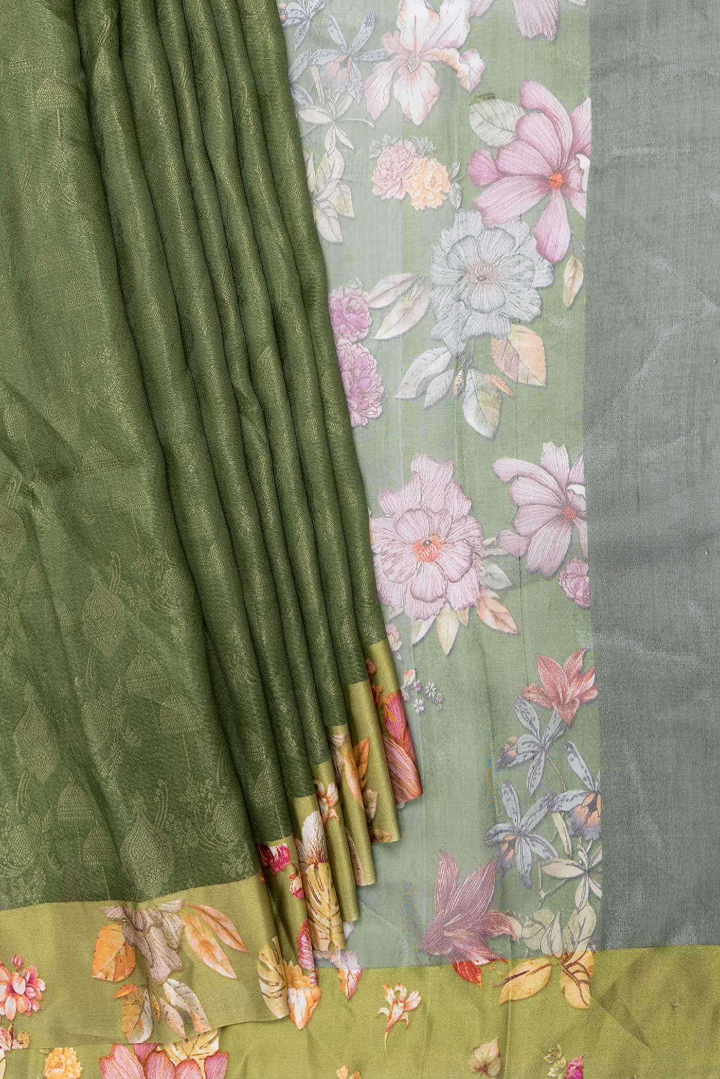 Green Dual Tone Tussar Silk Saree