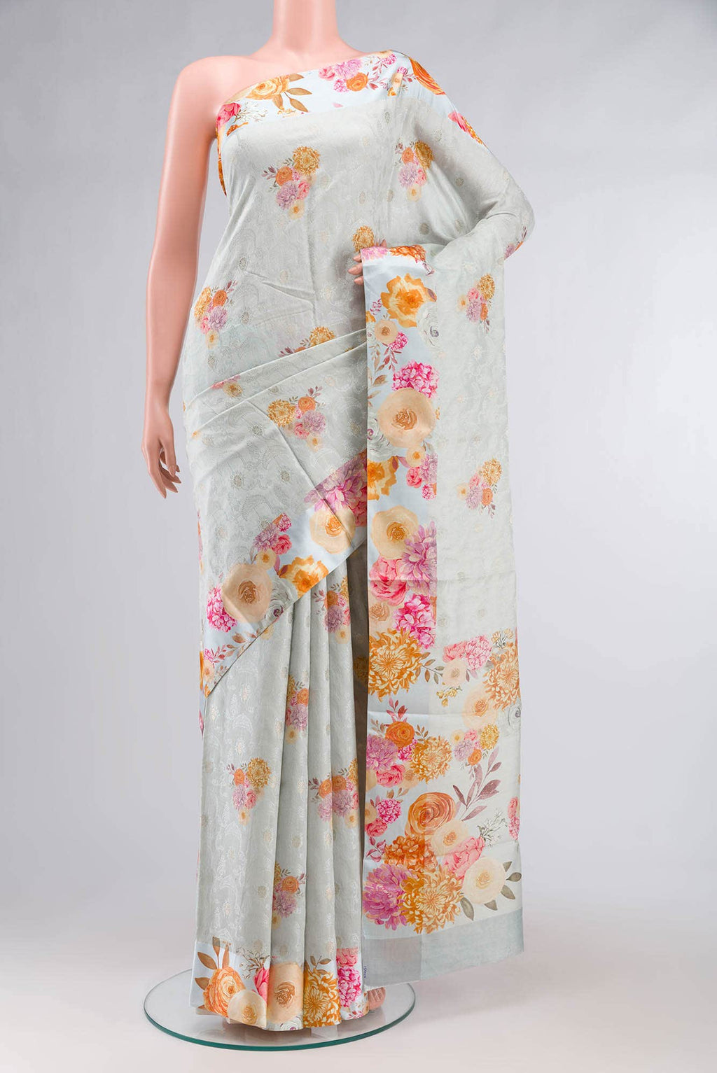 Light Blue Banarasi Raw Silk Saree