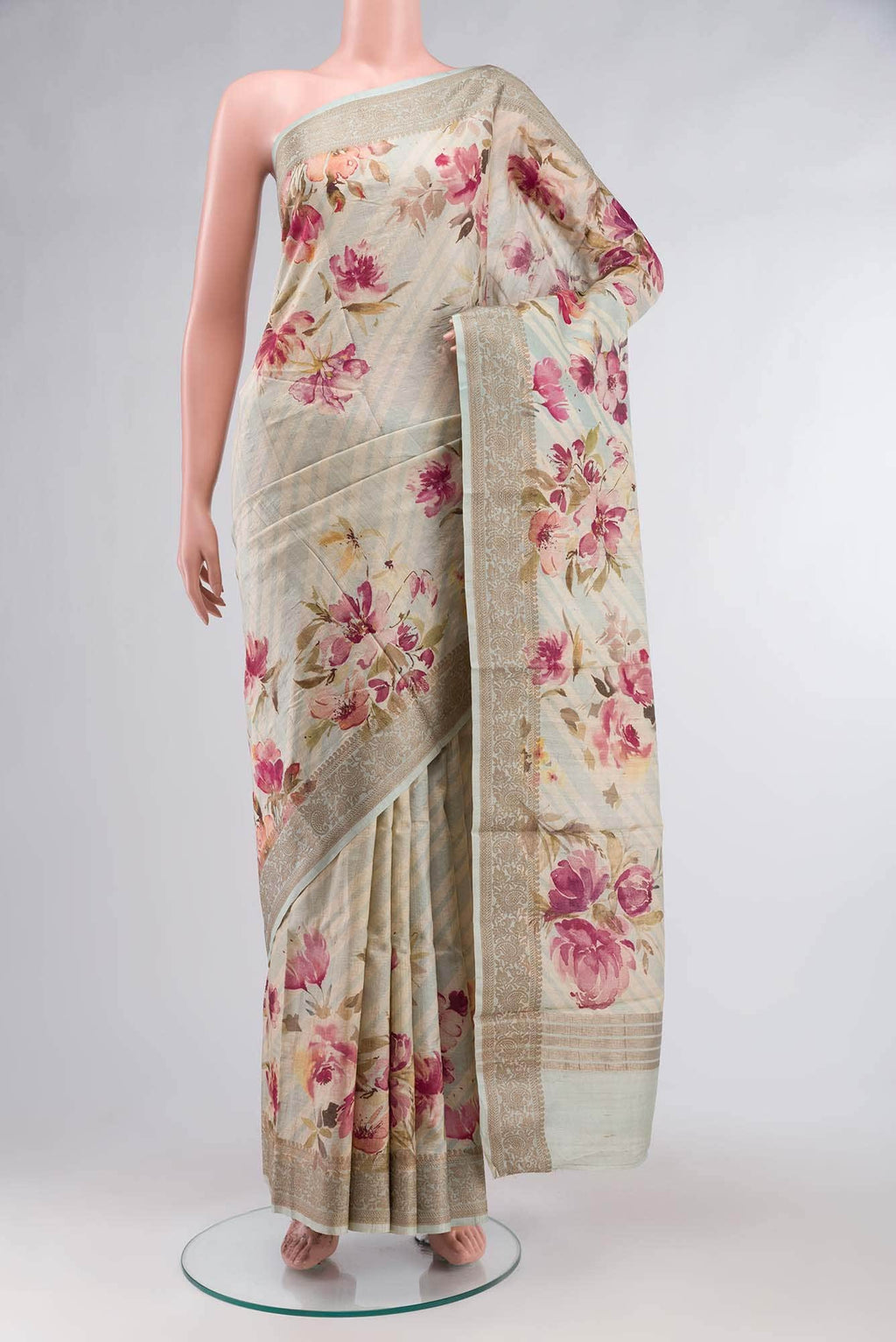 Light Blue Bhagalpuri Tussar Silk Saree