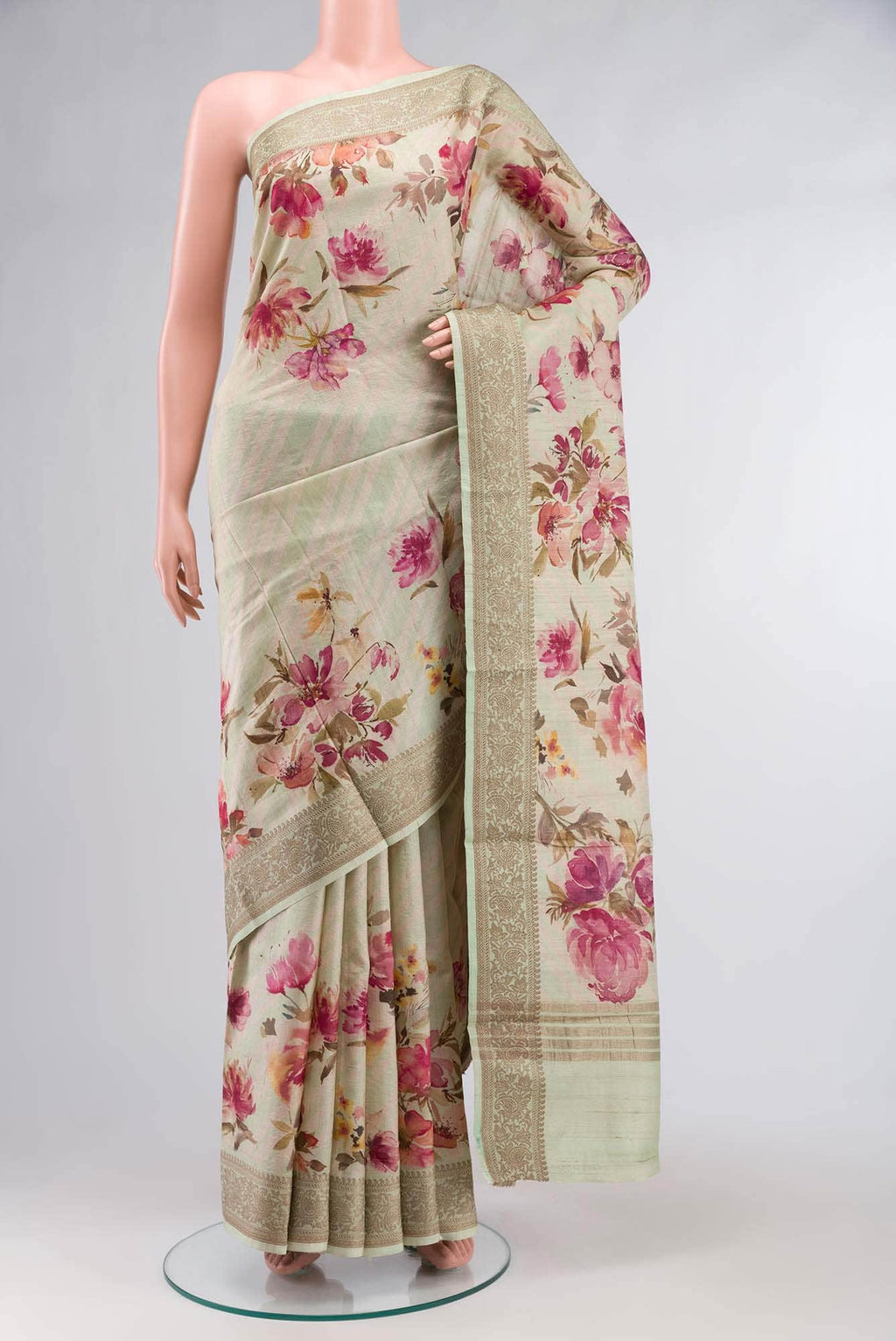 Light Green Bhagalpuri Tussar Silk Saree