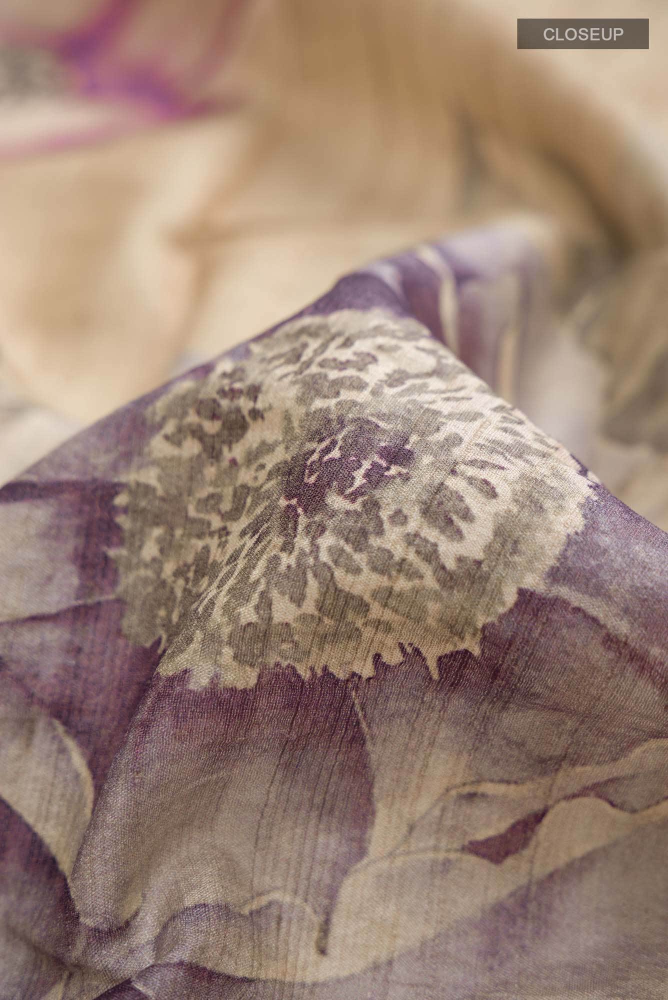Beige Bhagalpuri Tussar Silk Saree