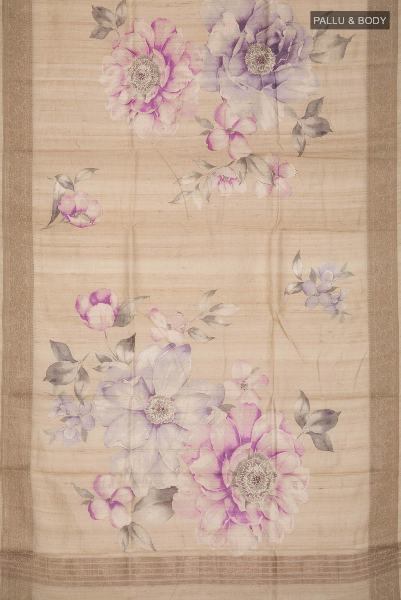 Beige Bhagalpuri Tussar Silk Saree