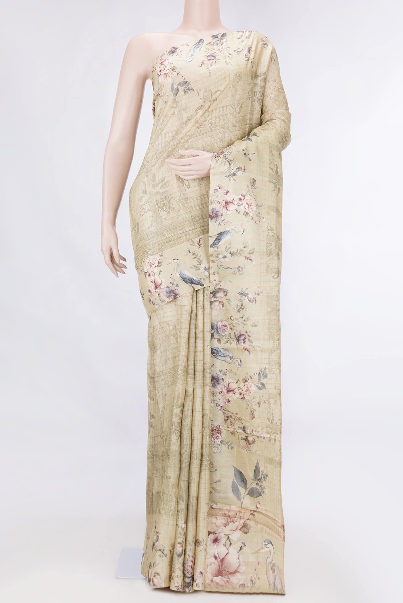 Dark Beige Dual Tone Tussar Silk Saree