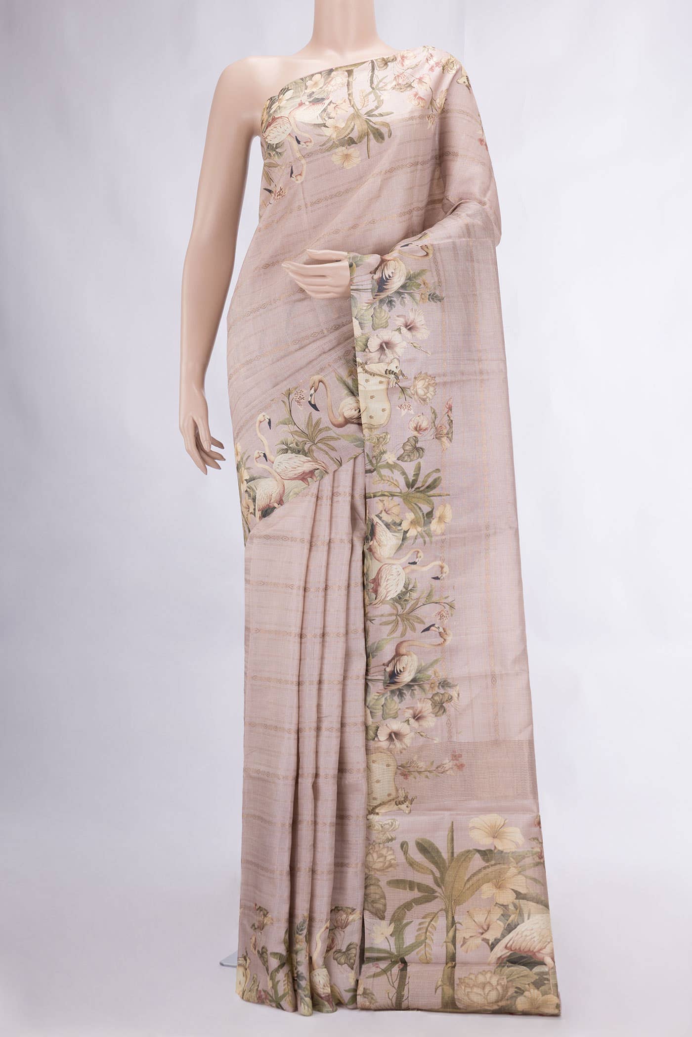Golden Peach Tussar Silk Saree