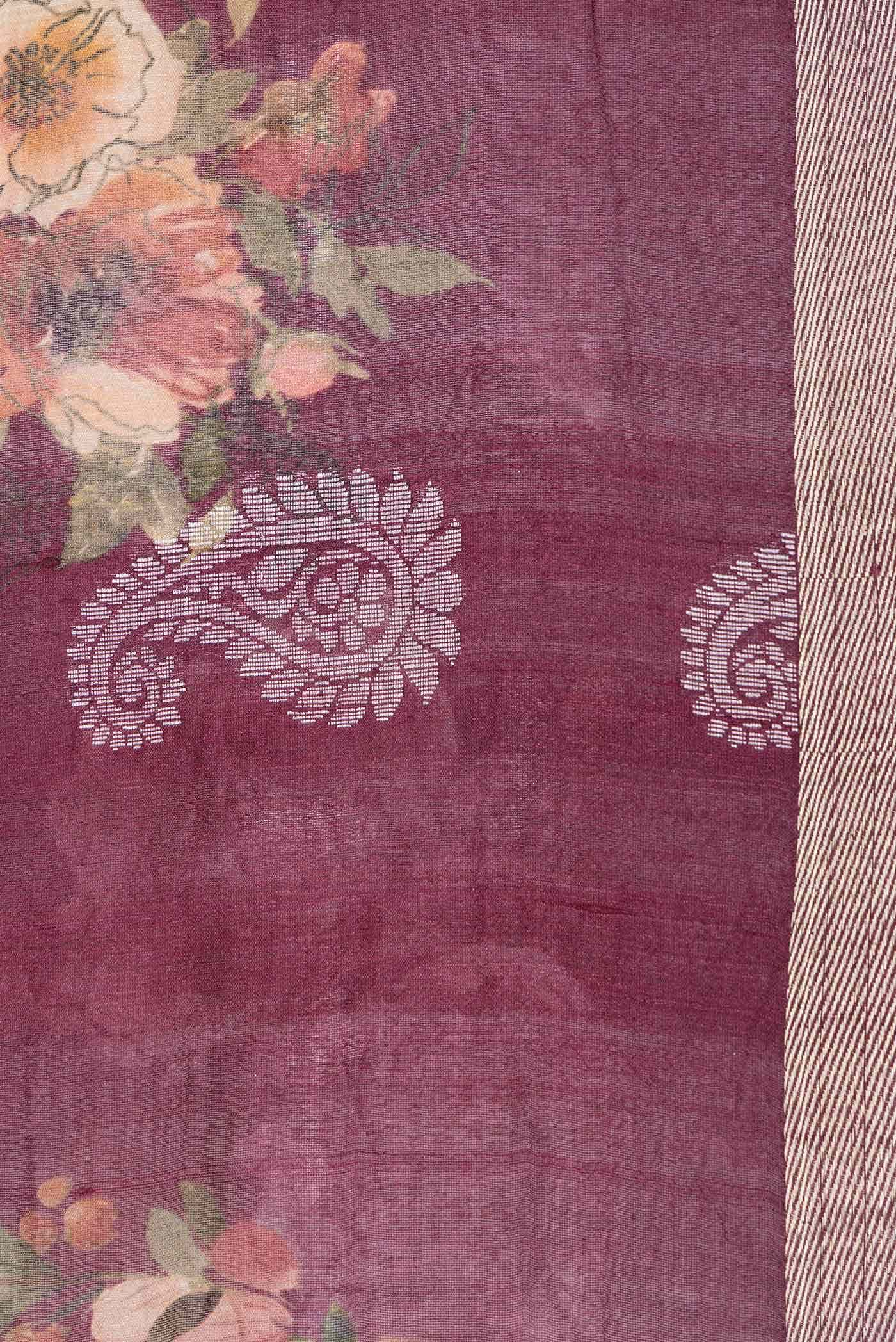 Maroon Dual Tone Tussar Silk Saree