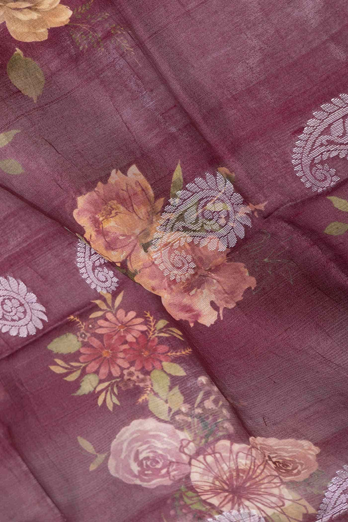 Maroon Dual Tone Tussar Silk Saree