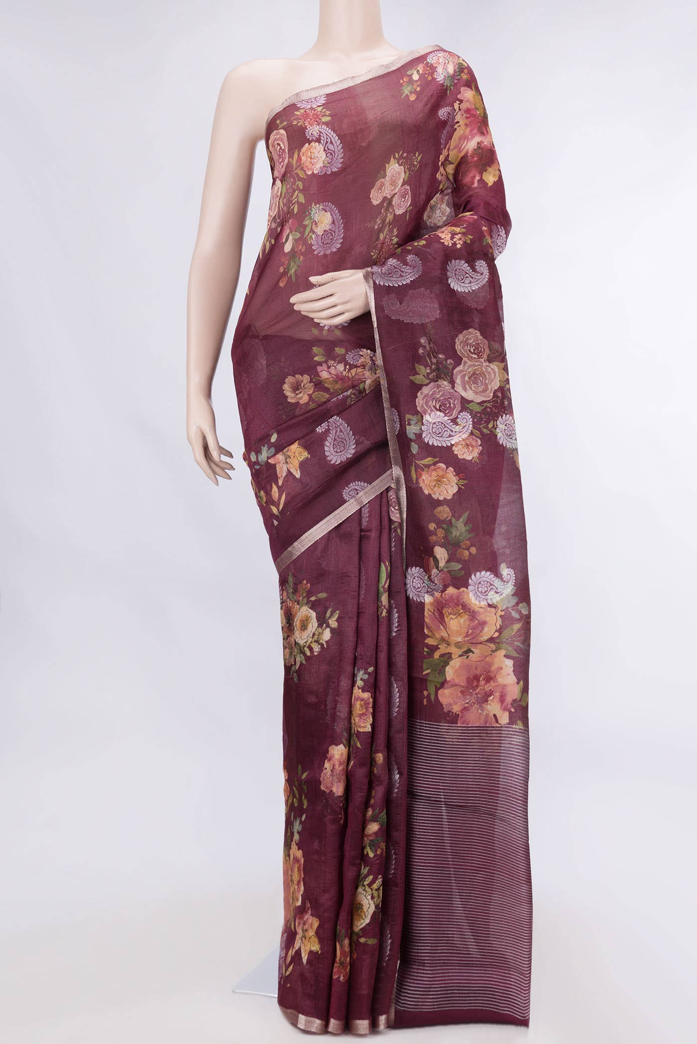 Maroon Dual Tone Tussar Silk Saree