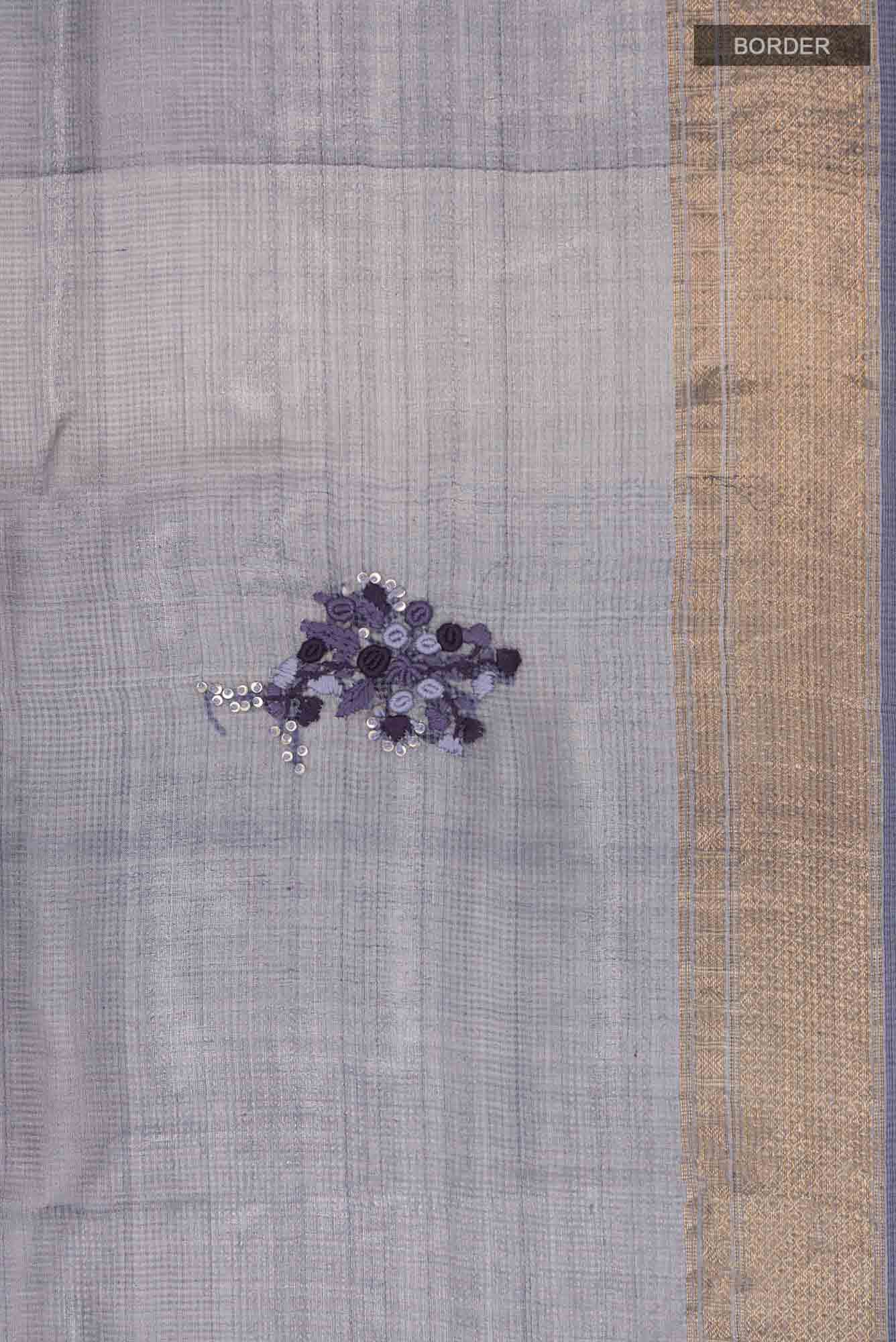 Blue Grey Kota Silk Saree