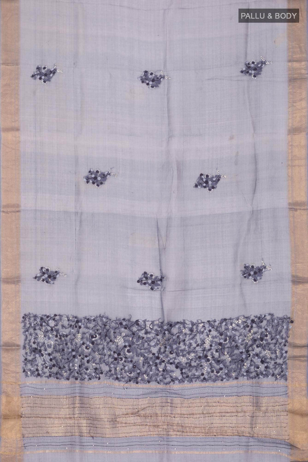 Blue Grey Kota Silk Saree