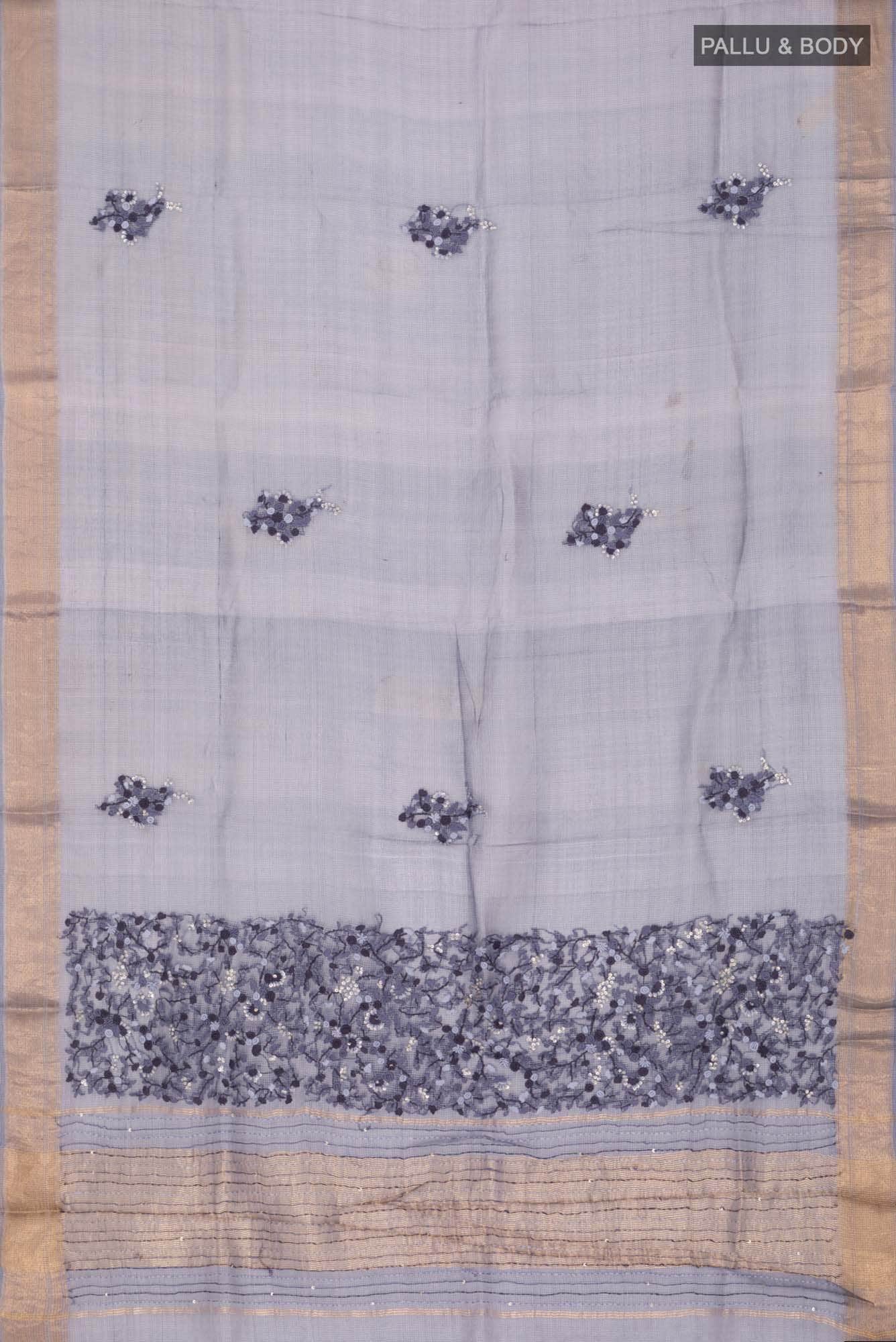 Blue Grey Kota Silk Saree