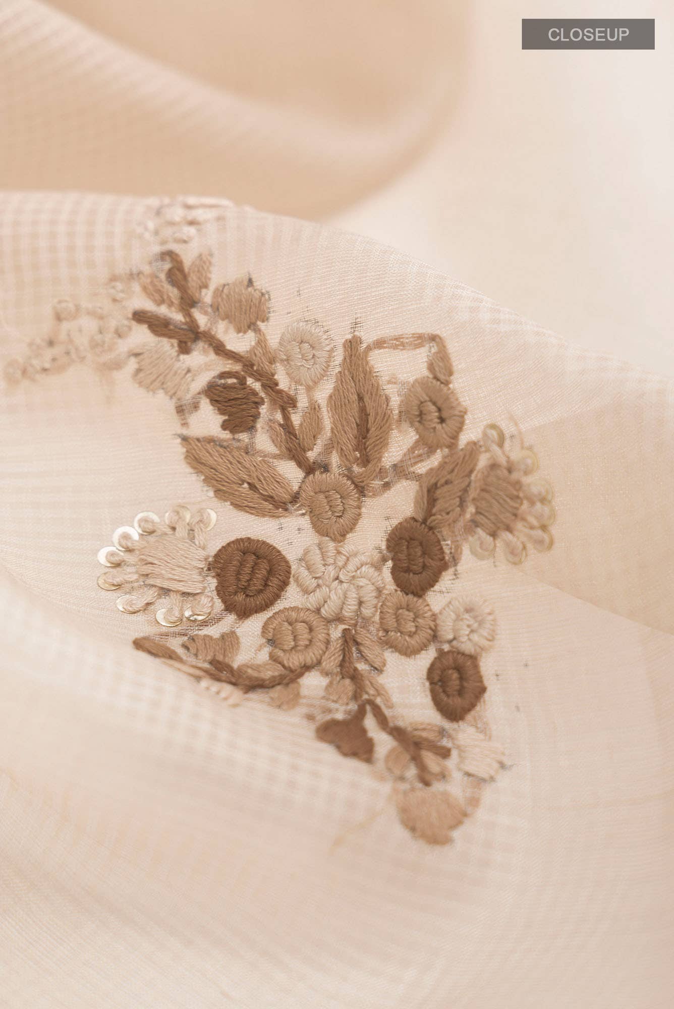Cream Kota Silk Saree