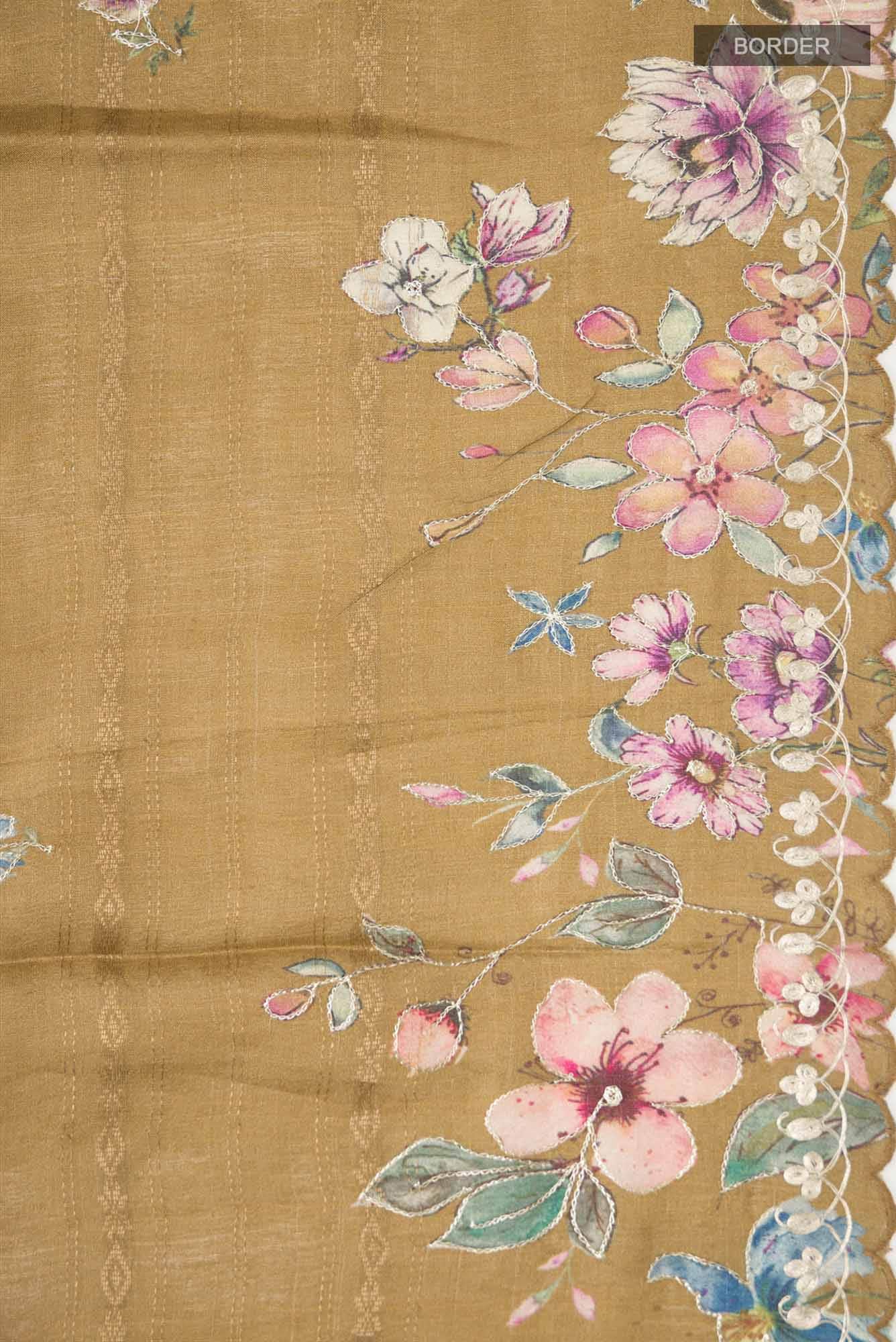 Brown Bhagalpuri Tussar Silk Saree