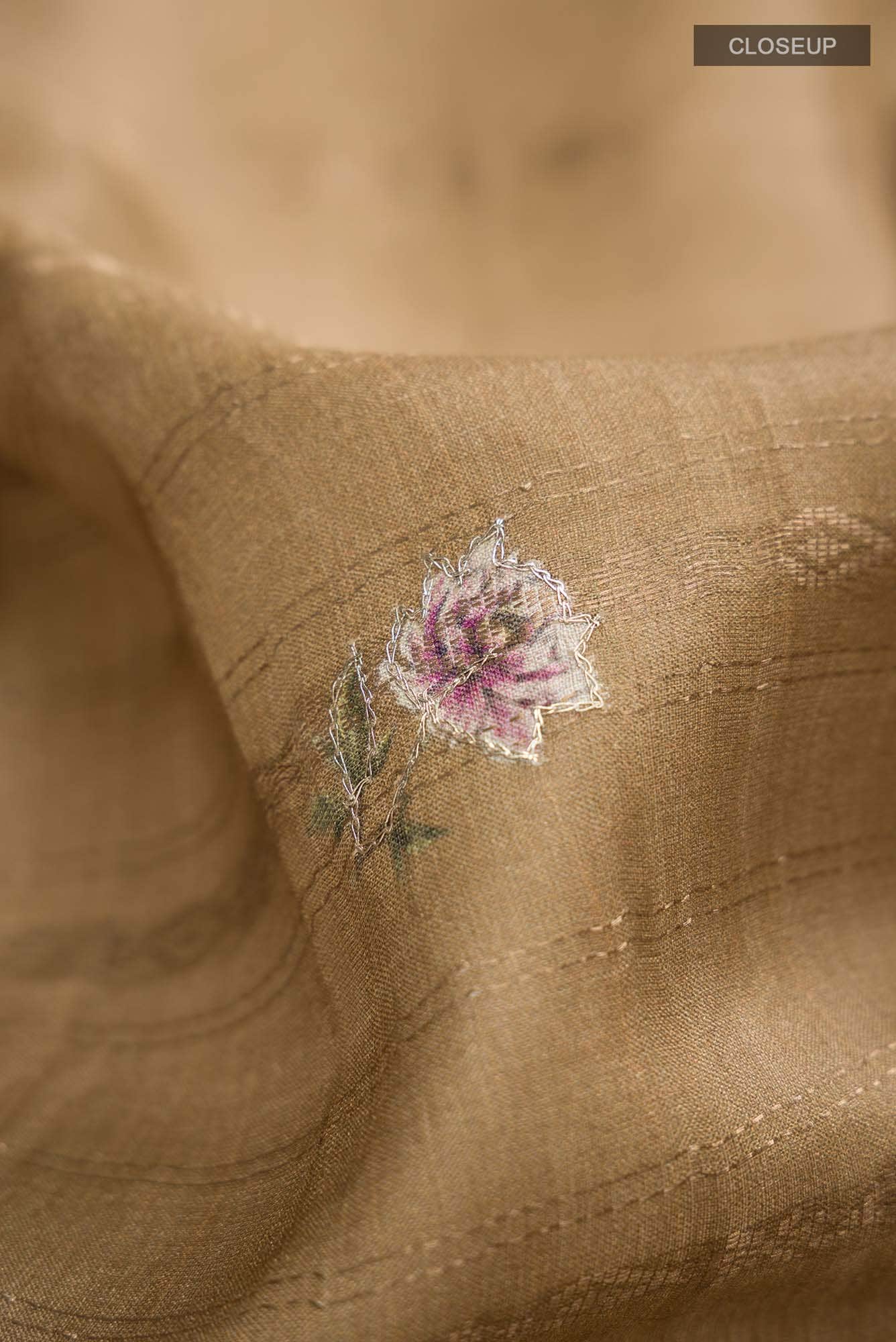 Brown Bhagalpuri Tussar Silk Saree