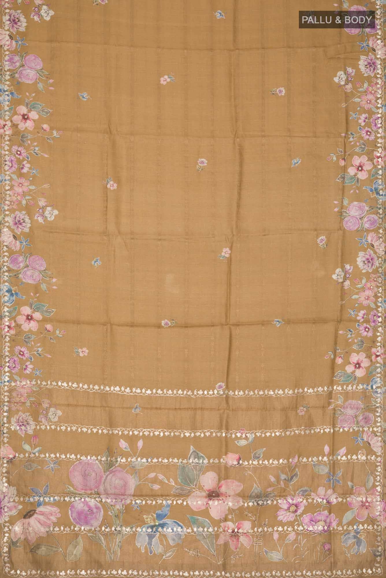 Brown Bhagalpuri Tussar Silk Saree