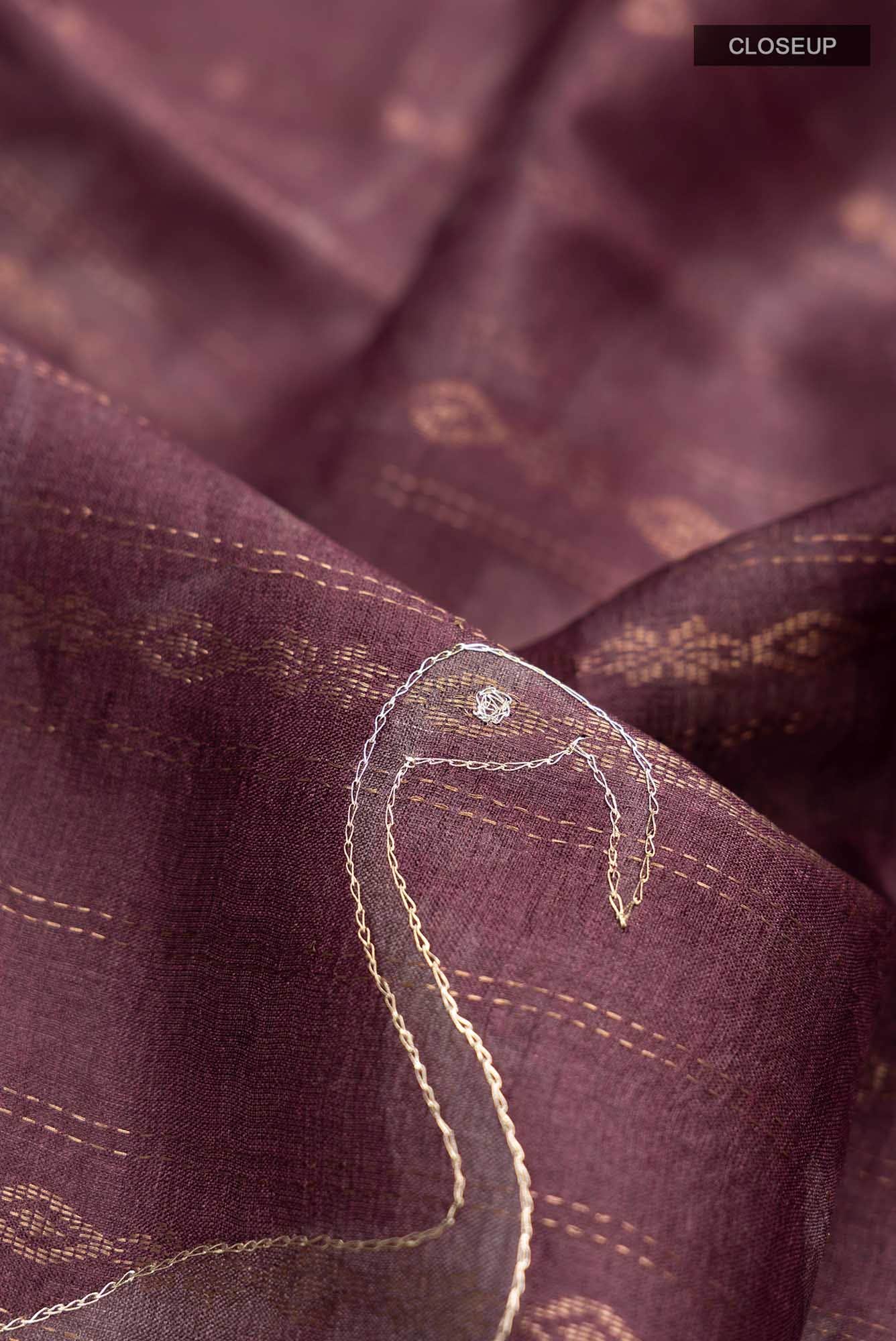 Burgundy Bhagalpuri Tussar Silk Saree