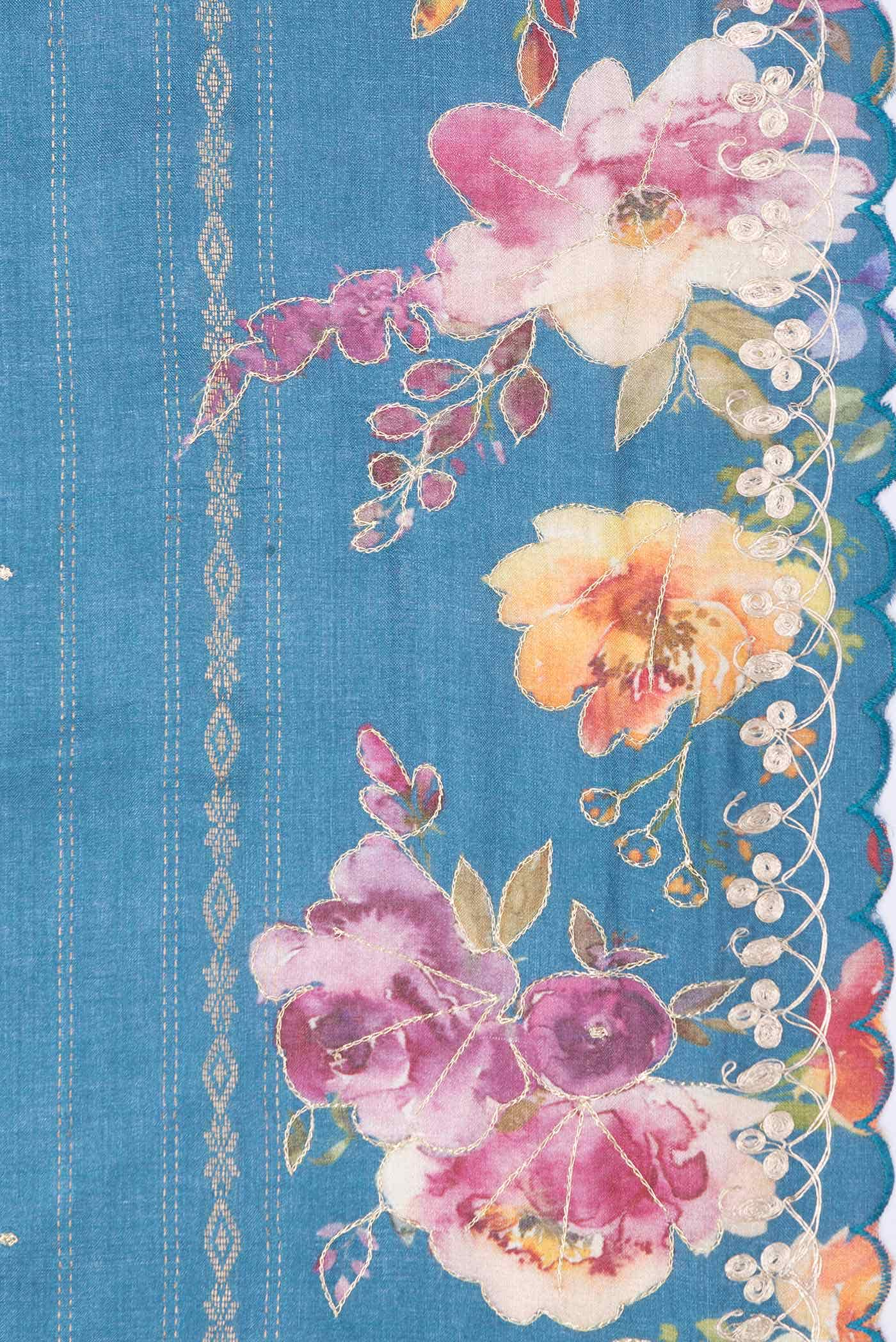 Blue Tussar Silk Saree
