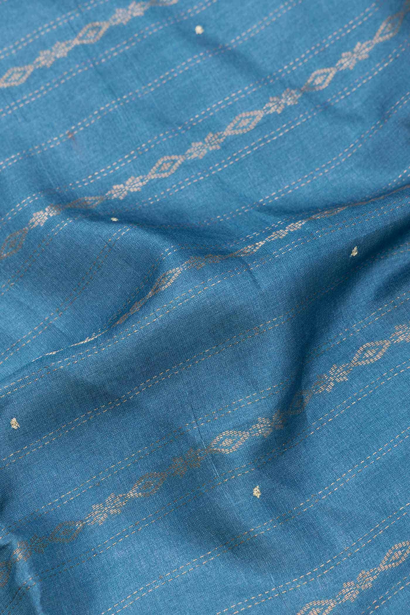 Blue Tussar Silk Saree
