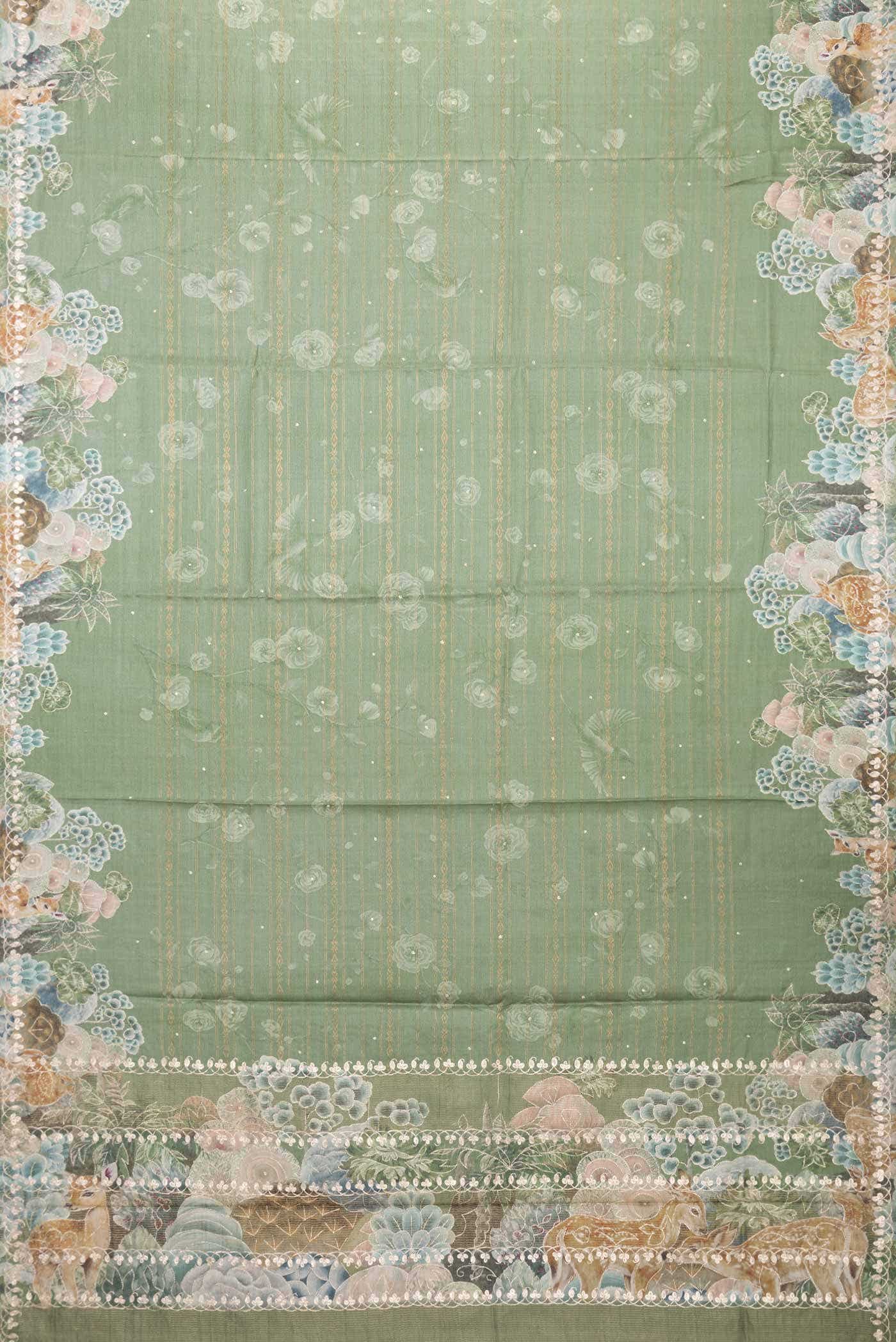 Green Tussar Silk Saree