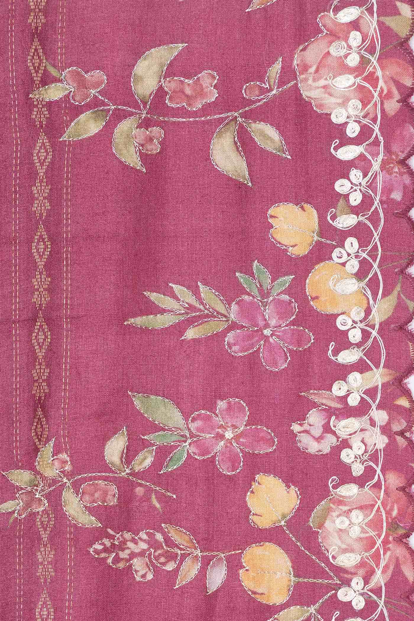 Pink Tussar Silk Saree