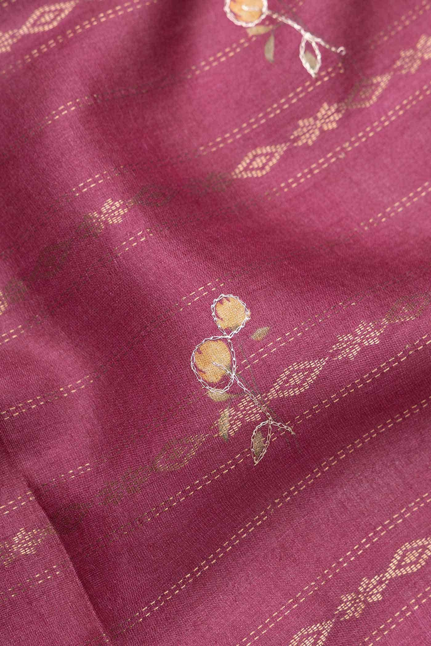 Pink Tussar Silk Saree