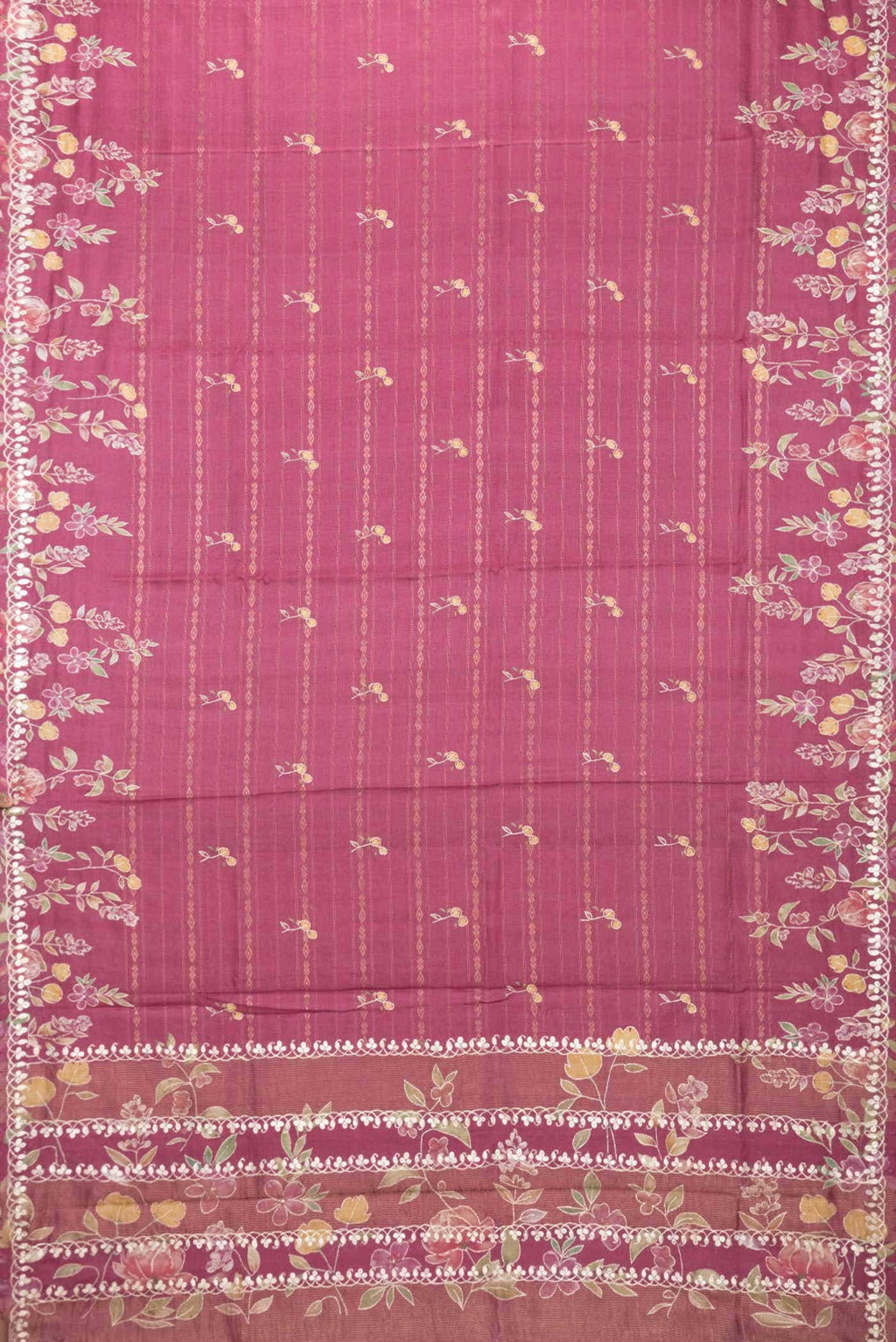 Pink Tussar Silk Saree