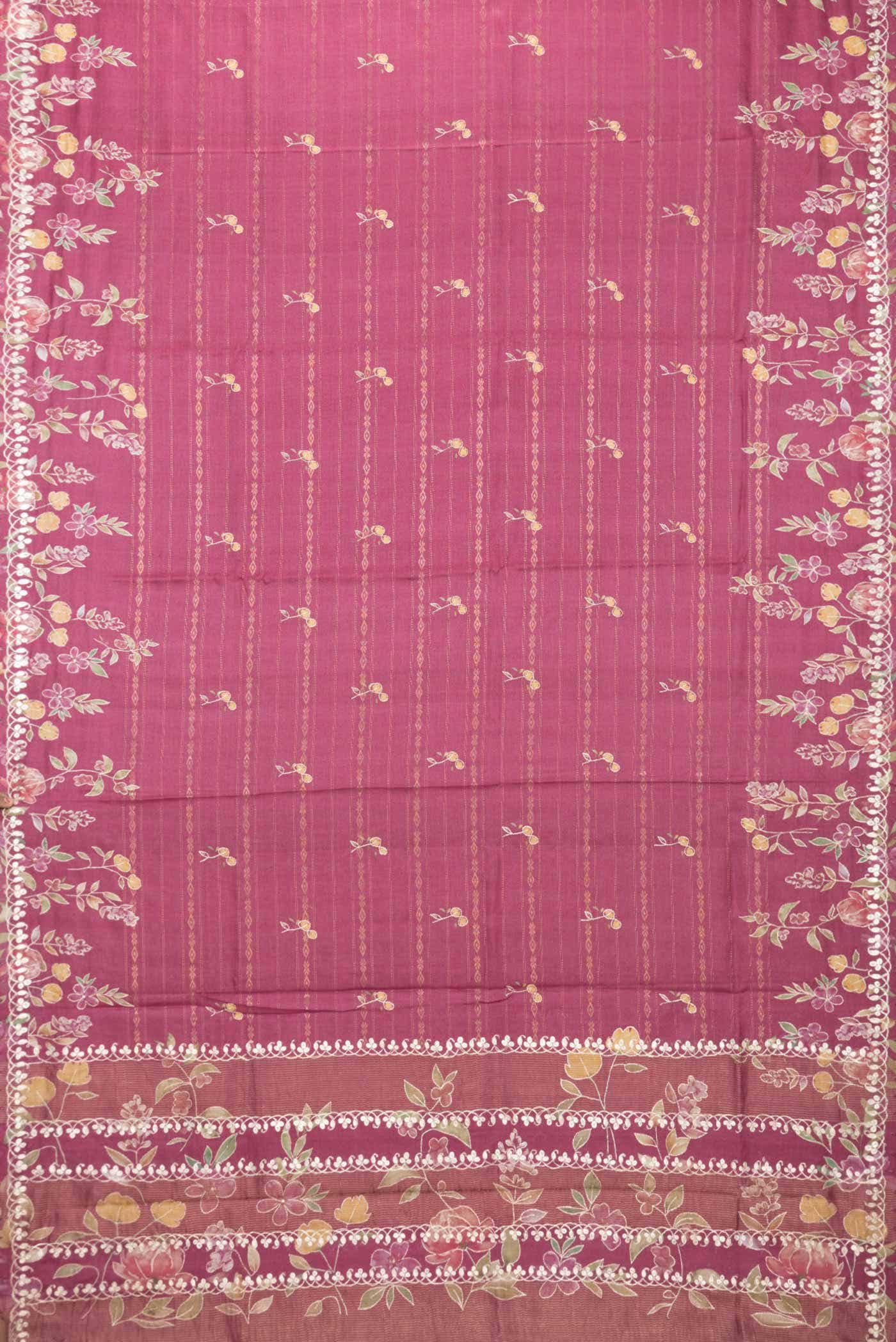 Pink Tussar Silk Saree