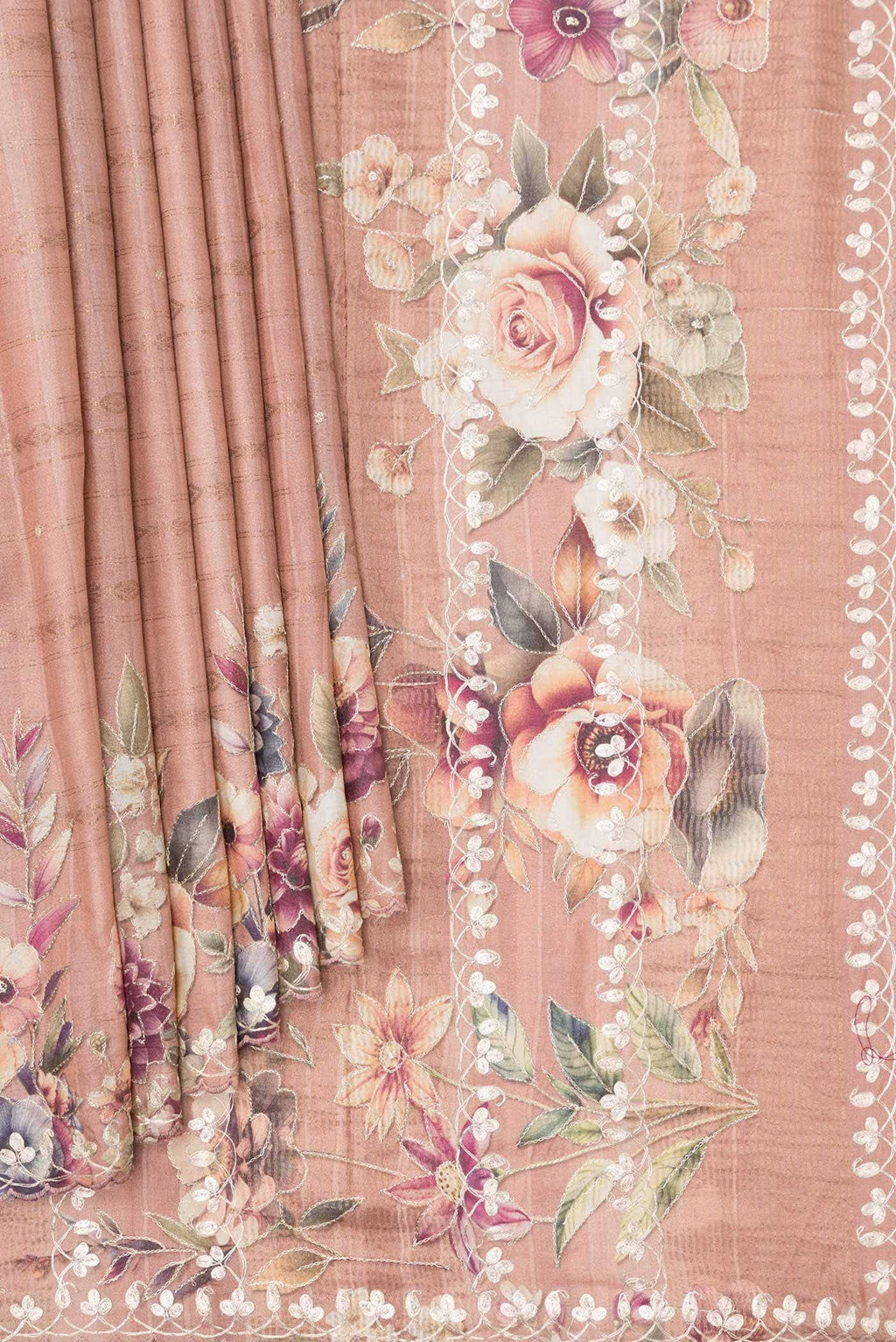 Rose Gold Tussar Silk Saree