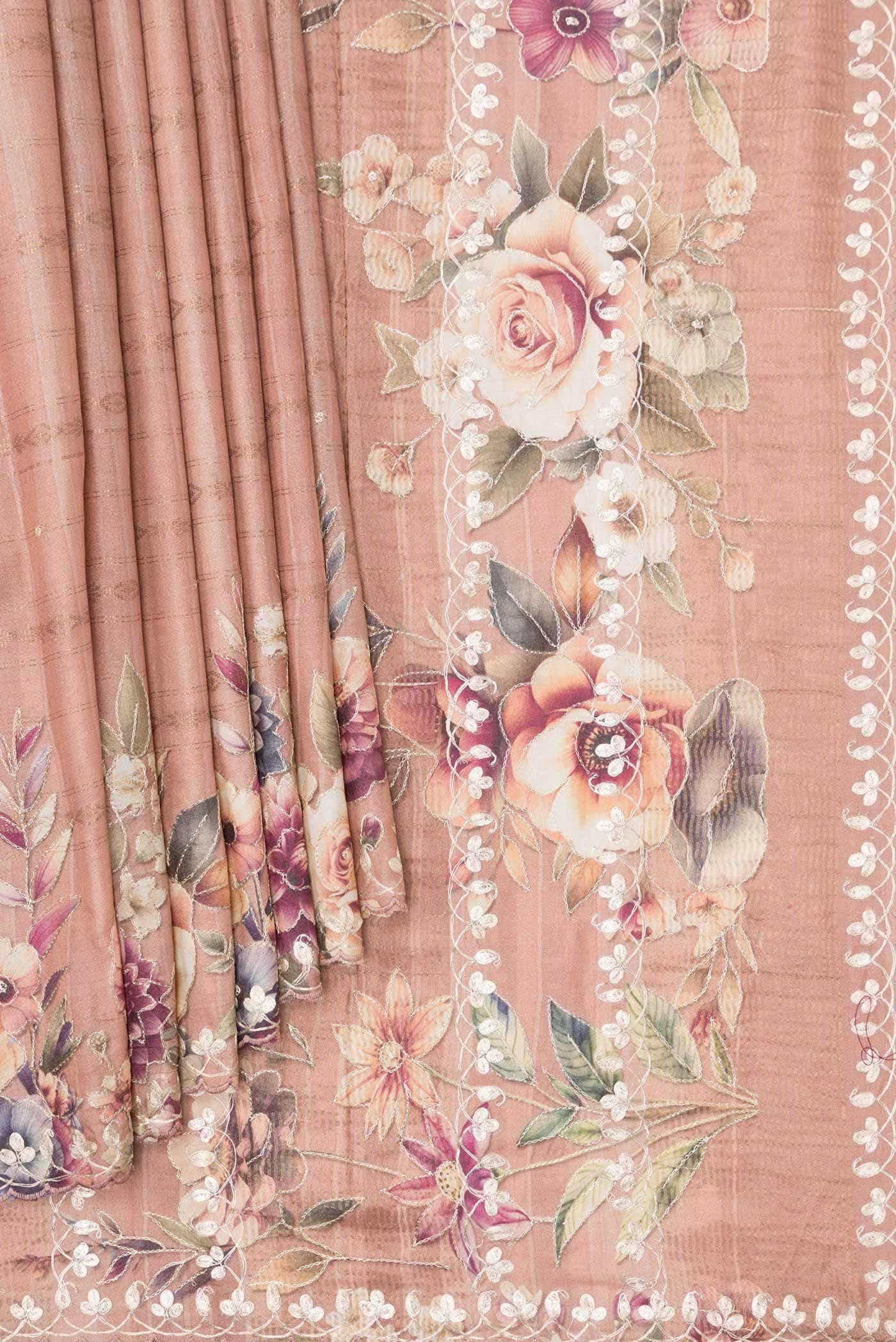 Rose Gold Tussar Silk Saree