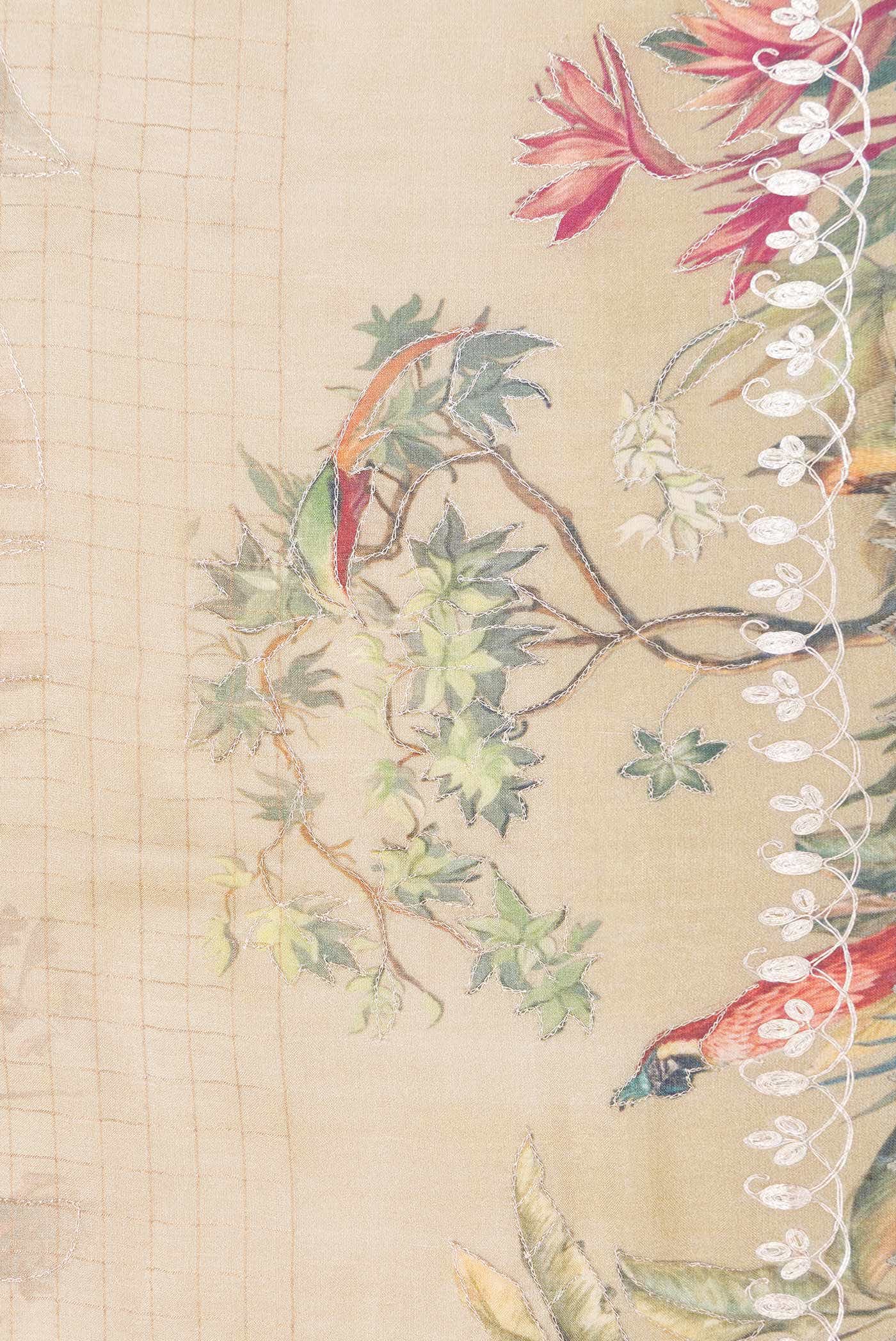Dark Beige Tussar Silk Saree