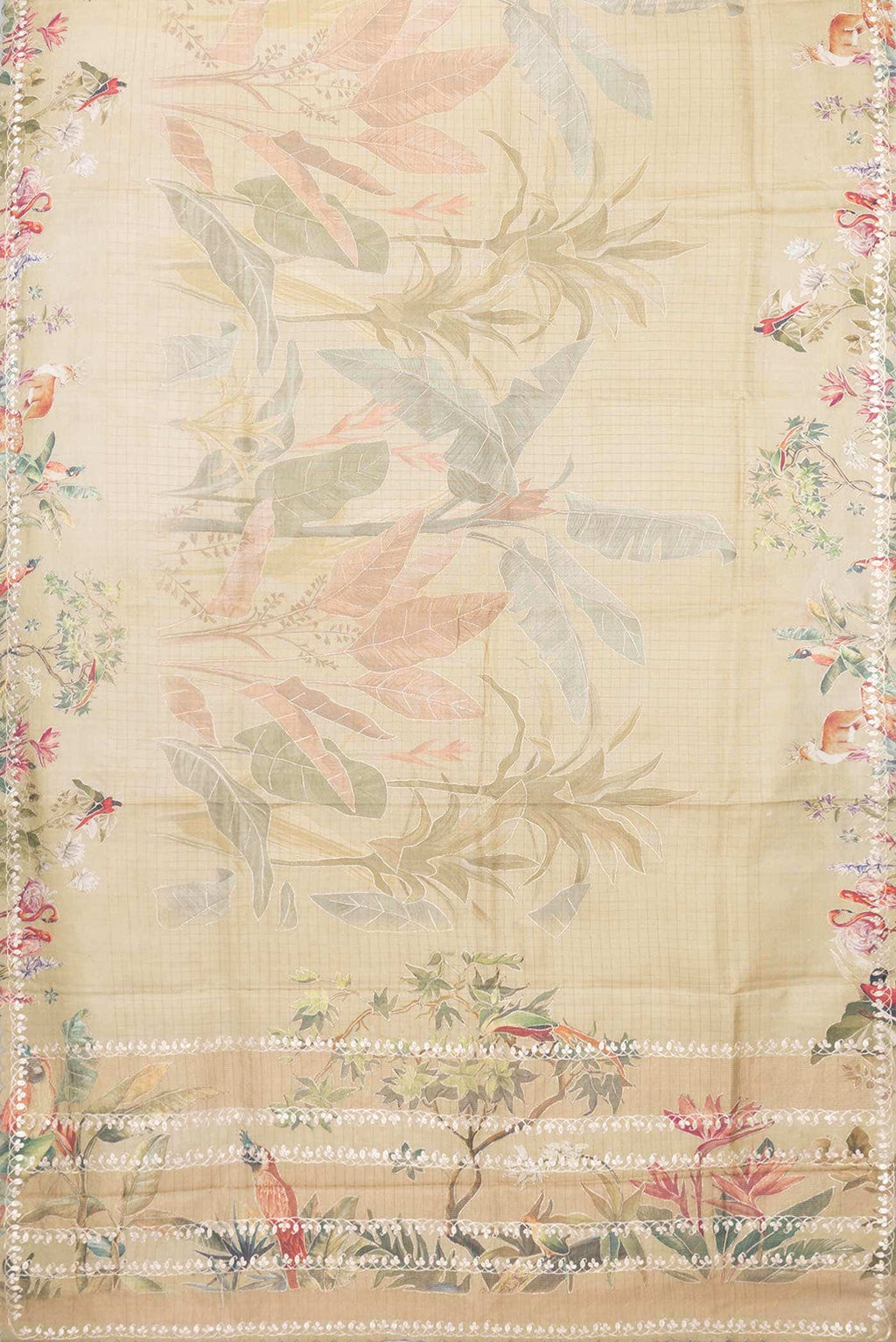 Dark Beige Tussar Silk Saree