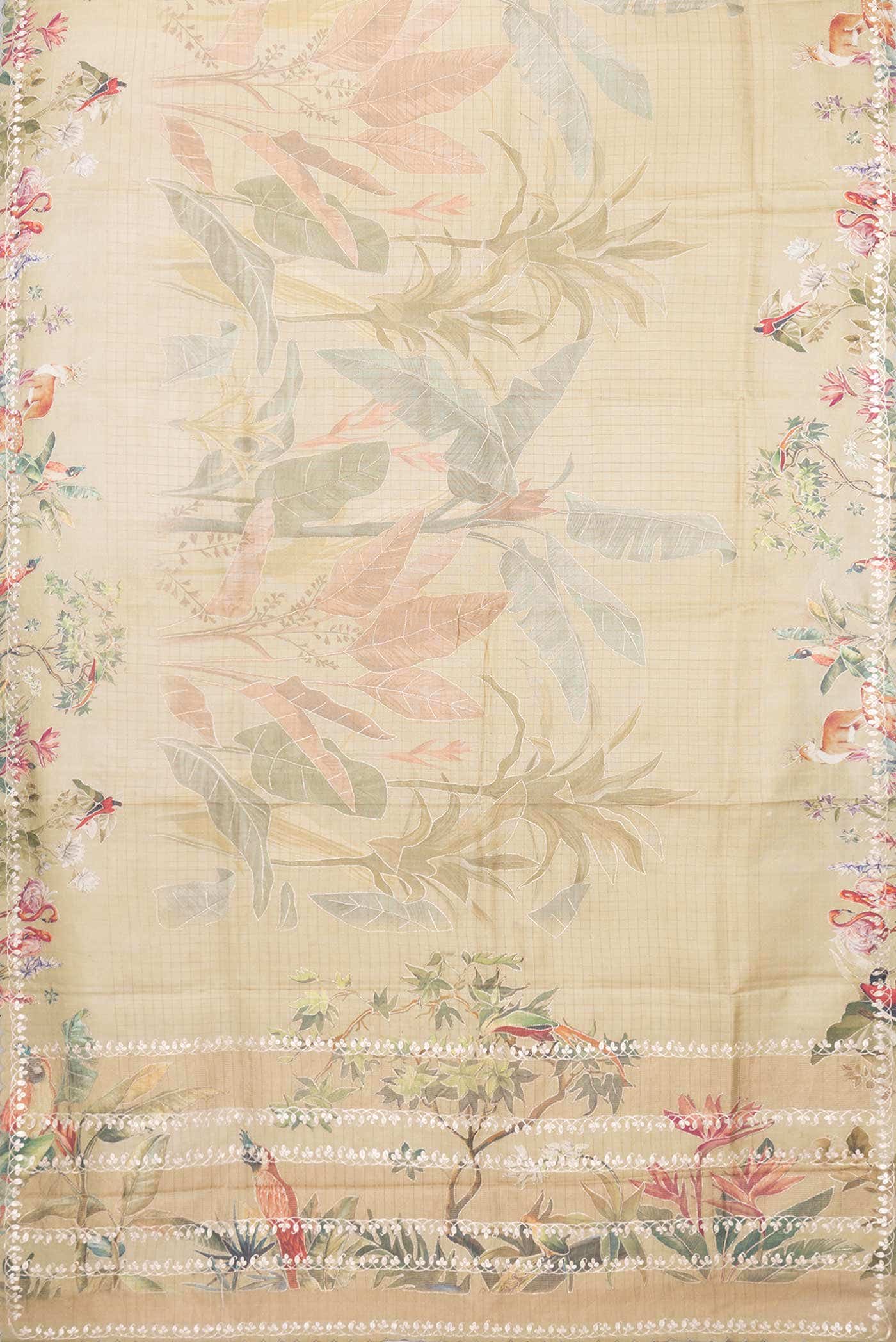 Dark Beige Tussar Silk Saree