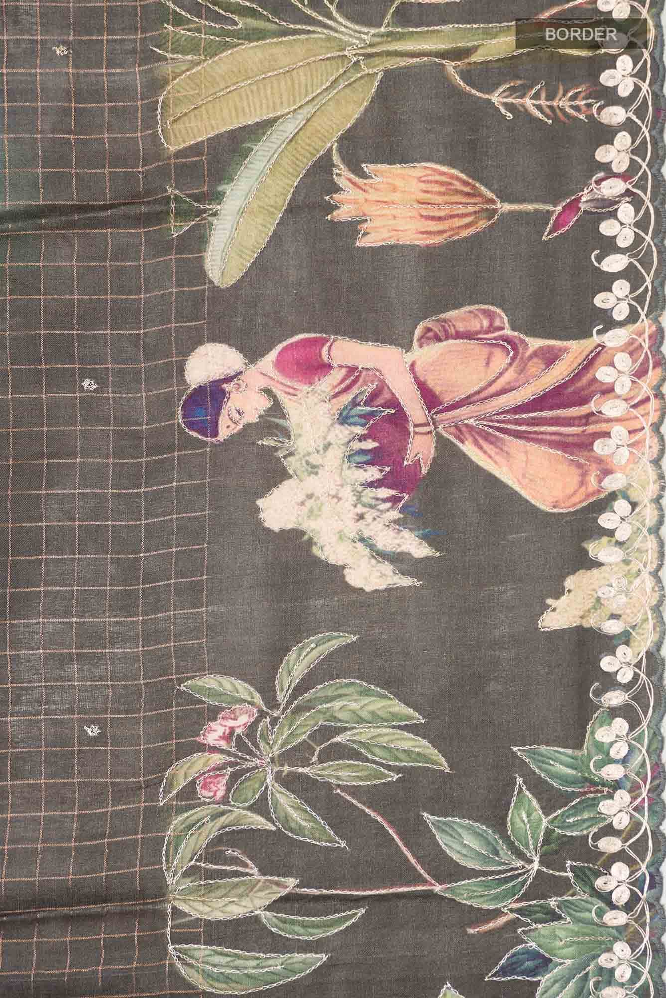 Grey Bhagalpuri Tussar Silk Saree