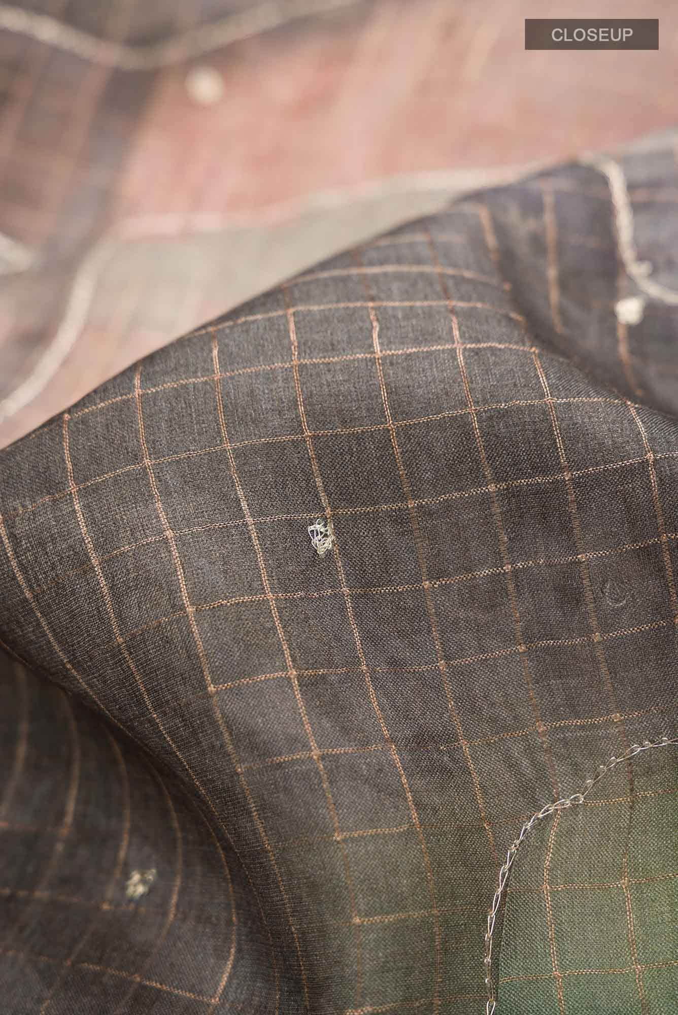 Grey Bhagalpuri Tussar Silk Saree