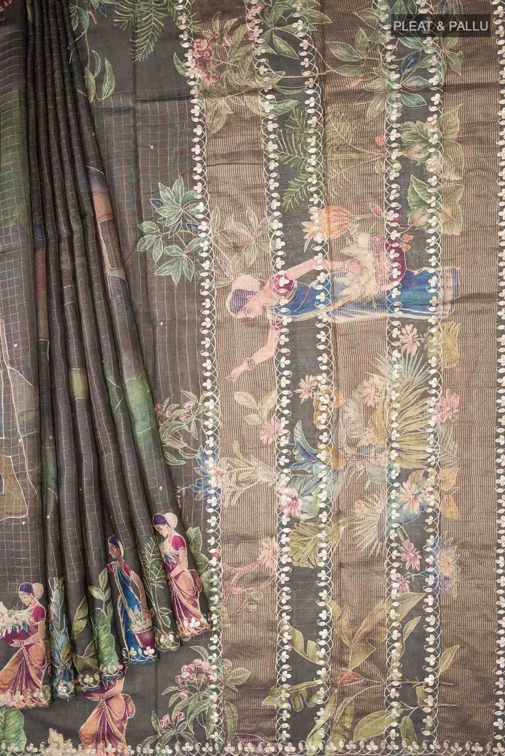 Grey Bhagalpuri Tussar Silk Saree