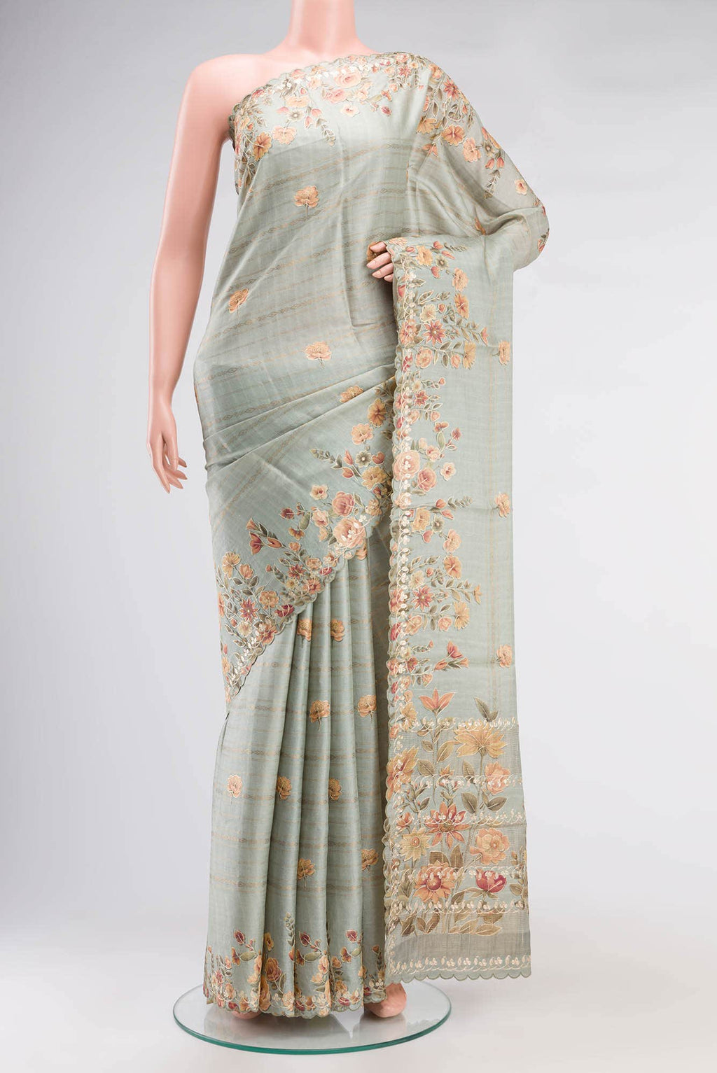 Sage Green Bhagalpuri Tussar Silk Saree