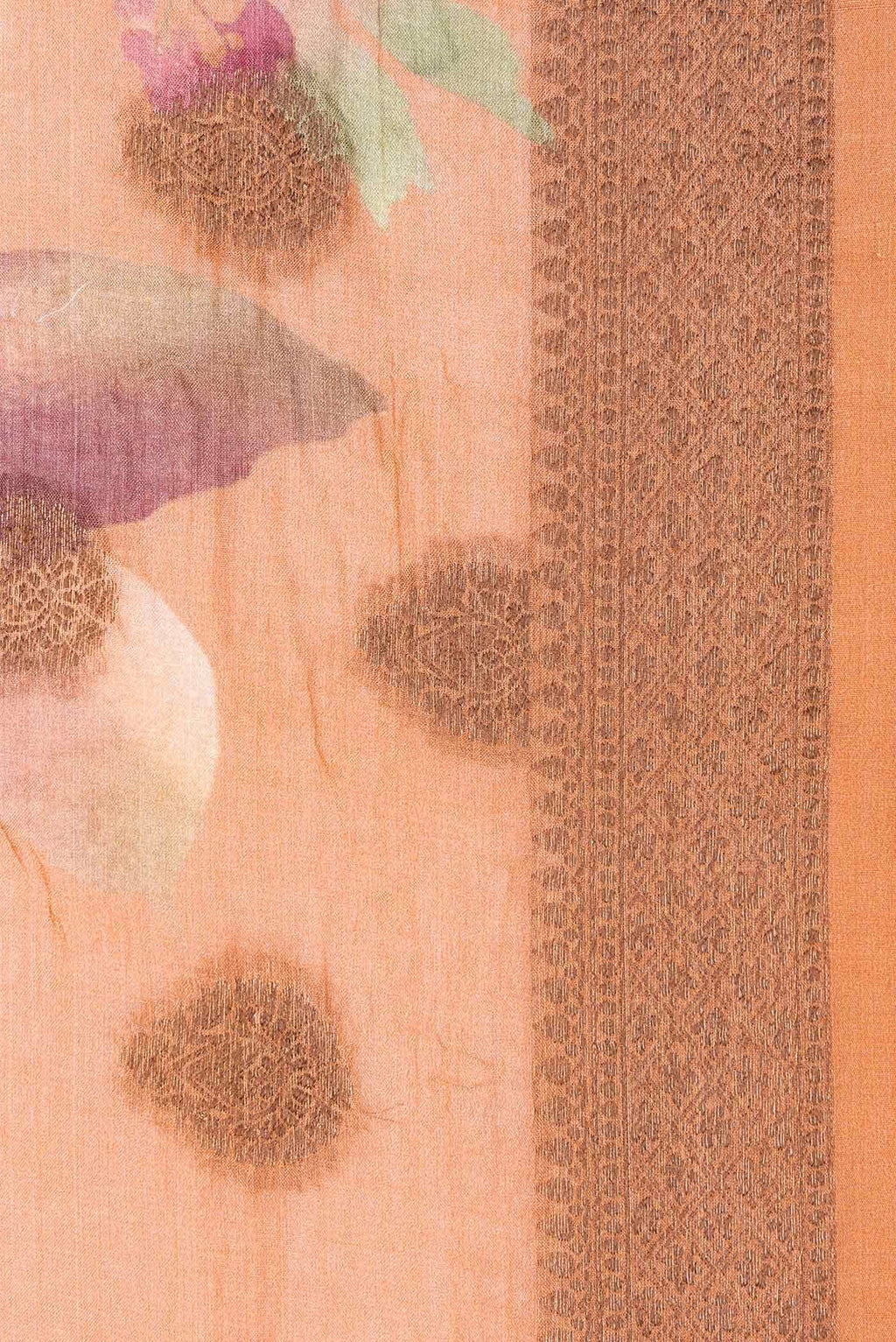Golden Peach Tussar Silk Saree