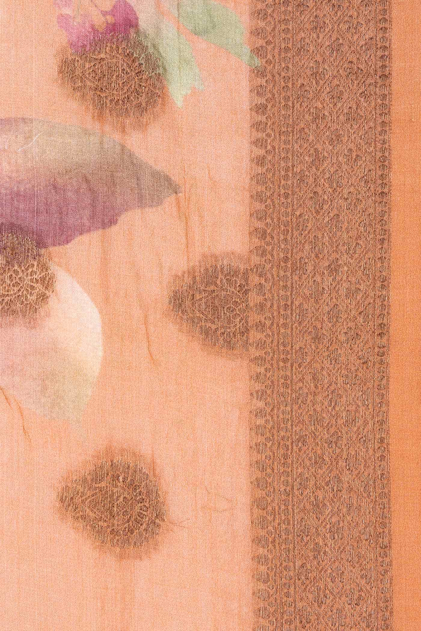 Golden Peach Tussar Silk Saree