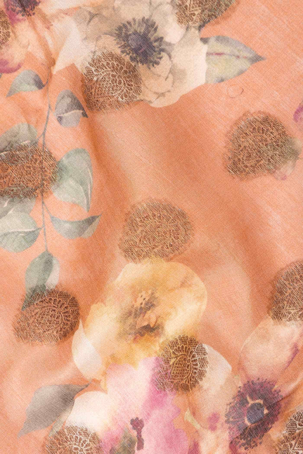 Golden Peach Tussar Silk Saree