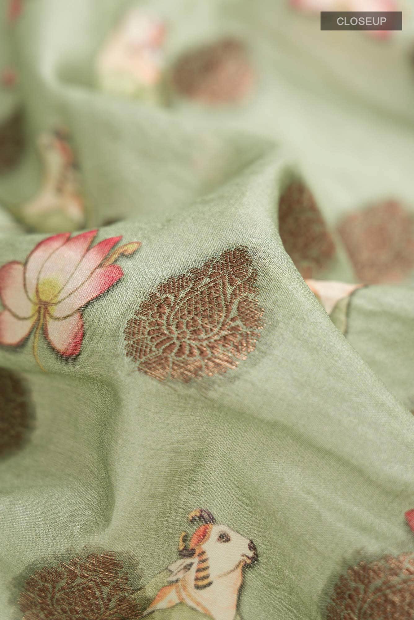 Green Banarasi Tussar Silk Saree