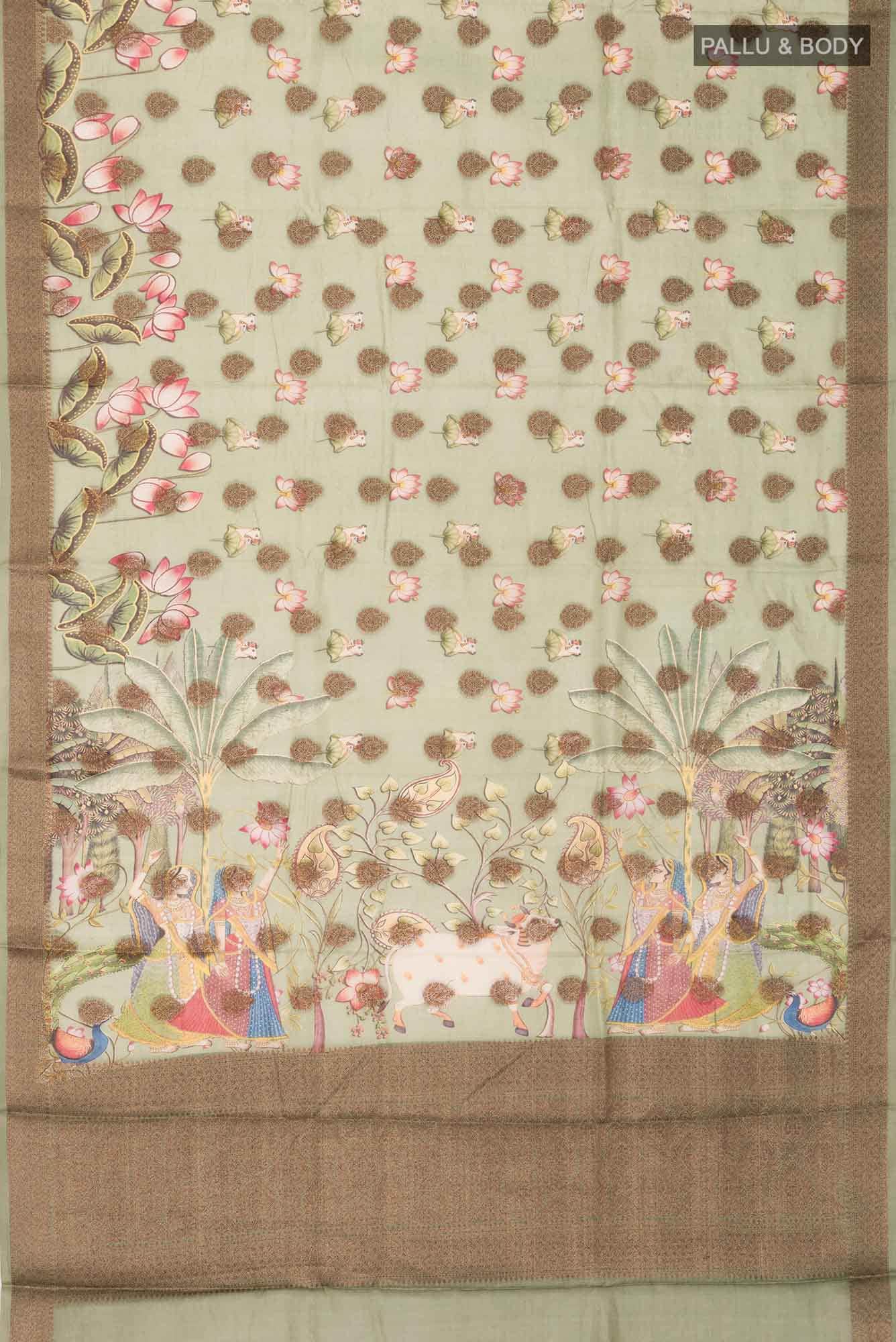 Green Banarasi Tussar Silk Saree