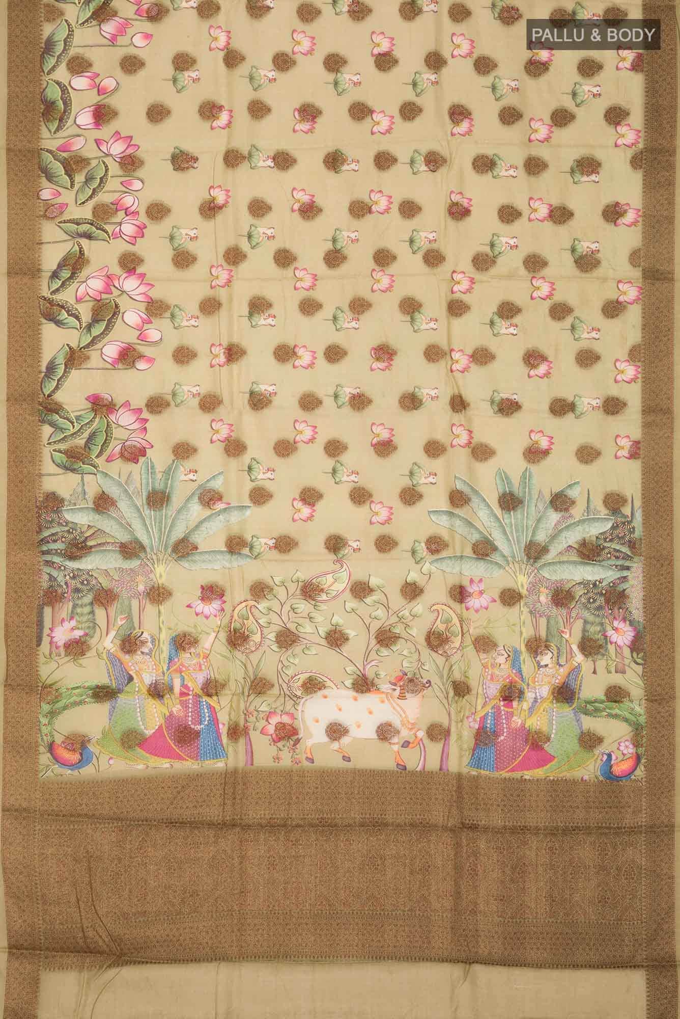 Green Banarasi Tussar Silk Saree