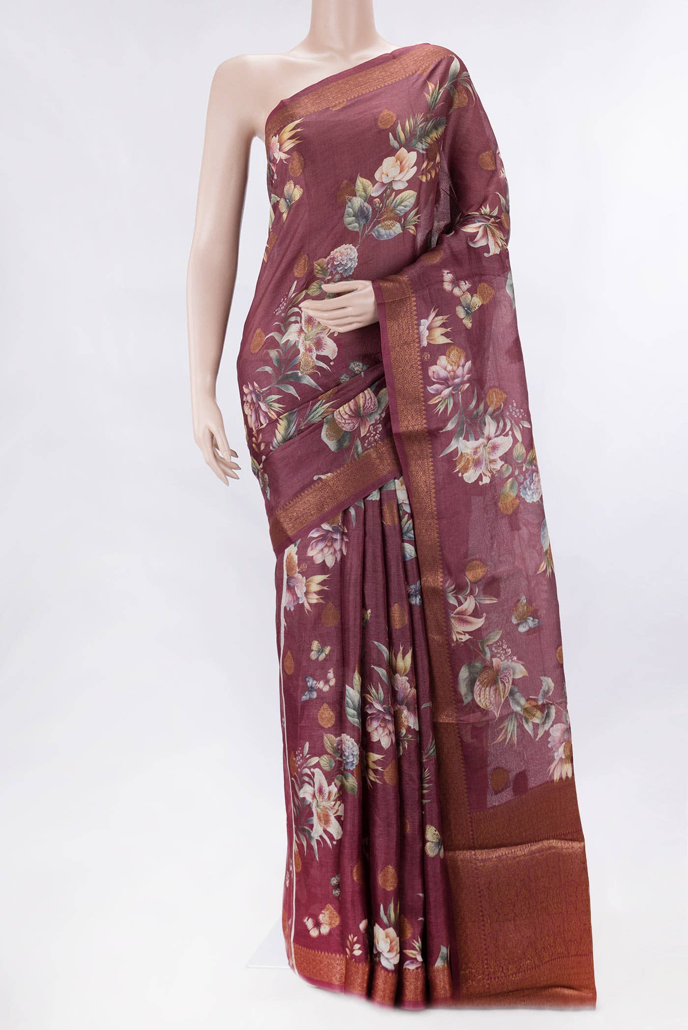 Maroon Dual Tone Tussar Silk Saree