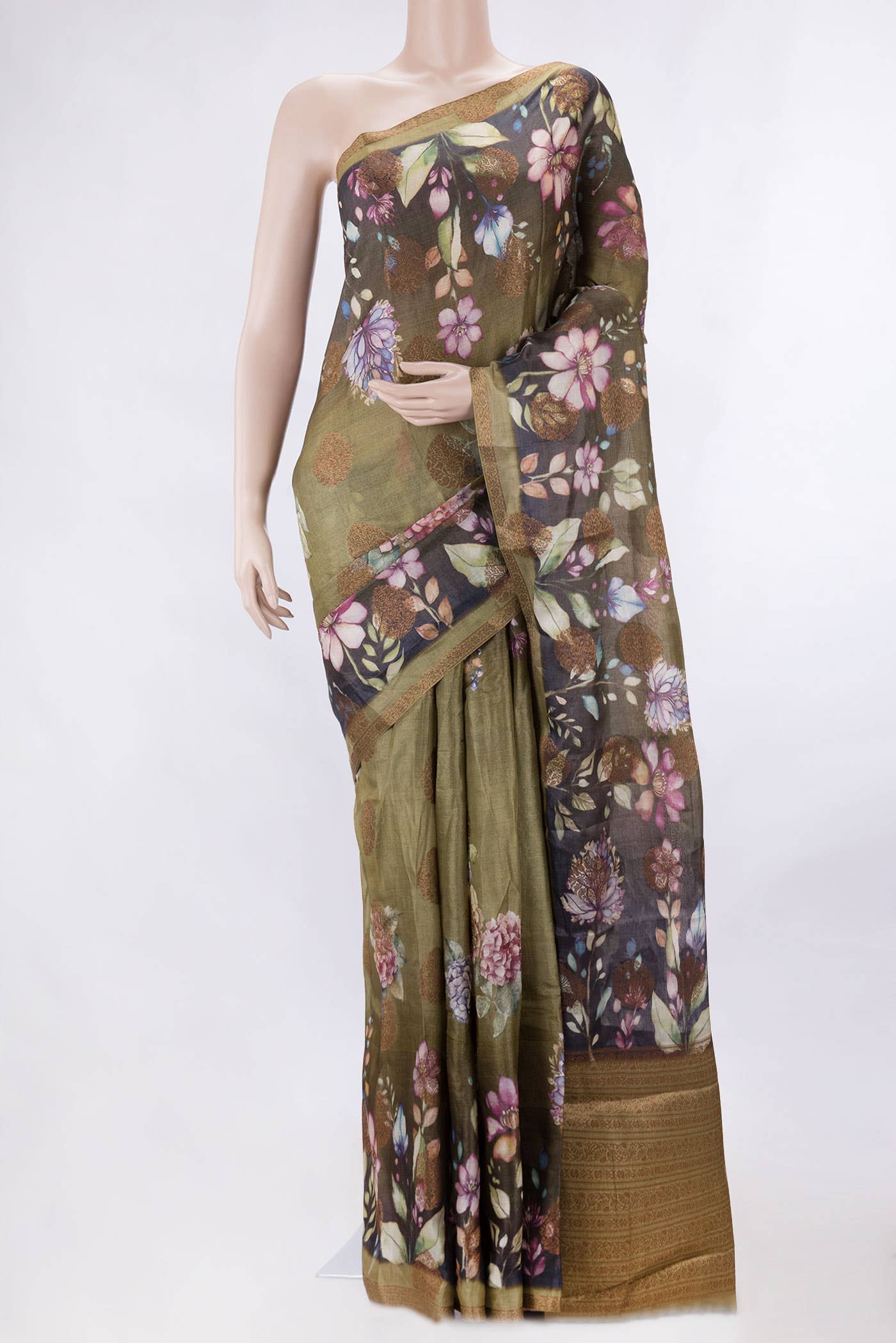 Green Dual Tone Tussar Silk Saree