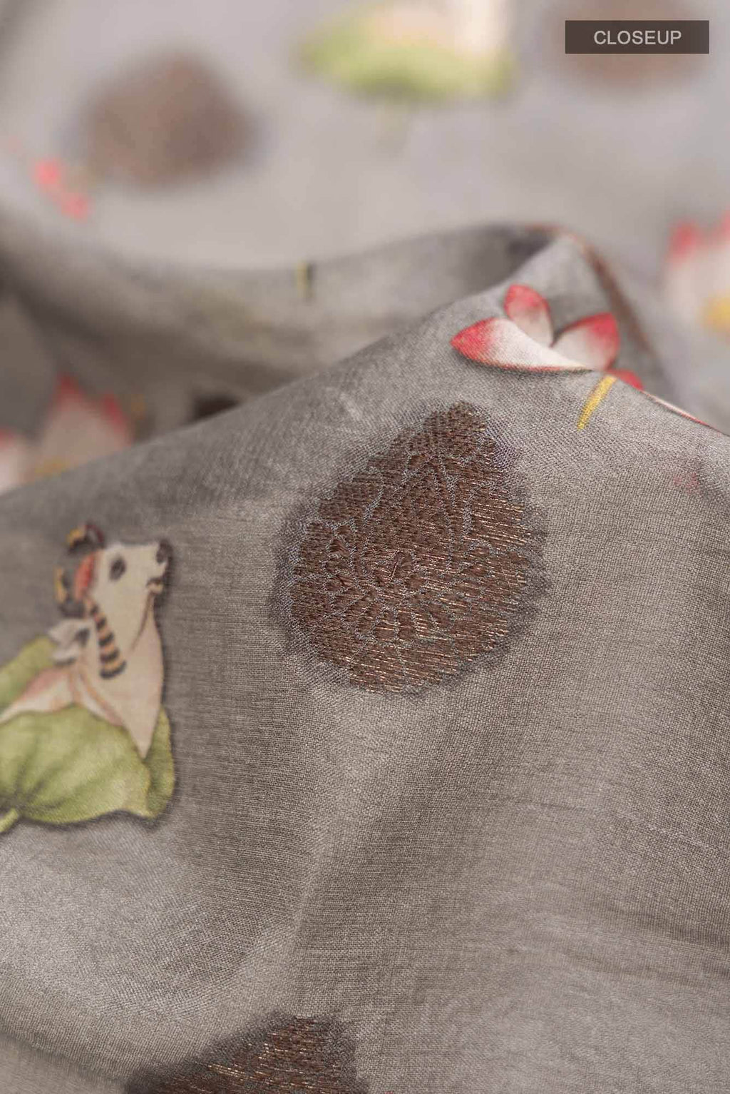 Grey Banarasi Tussar Silk Saree